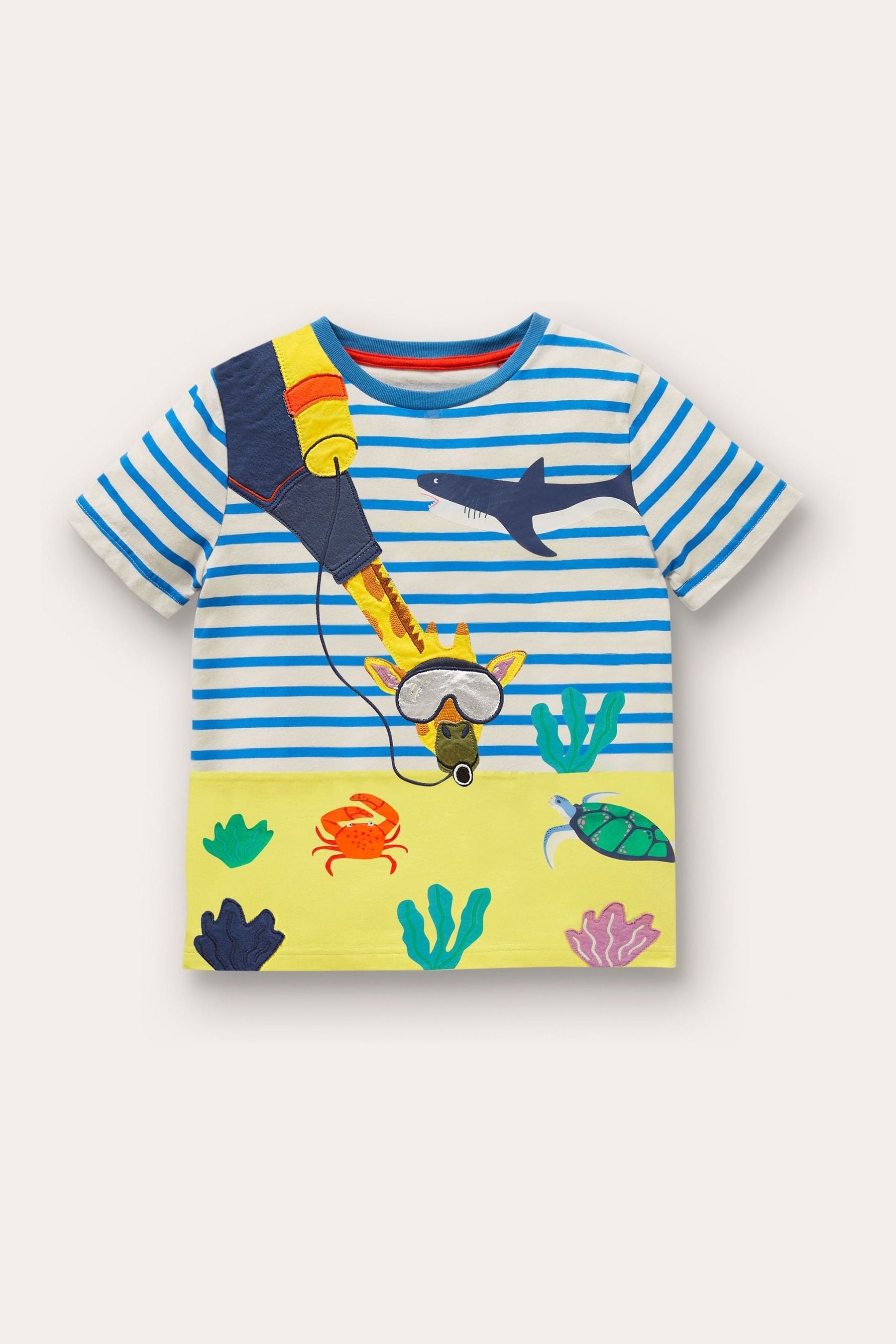 Boden Blue Stripy Animal Appliqu