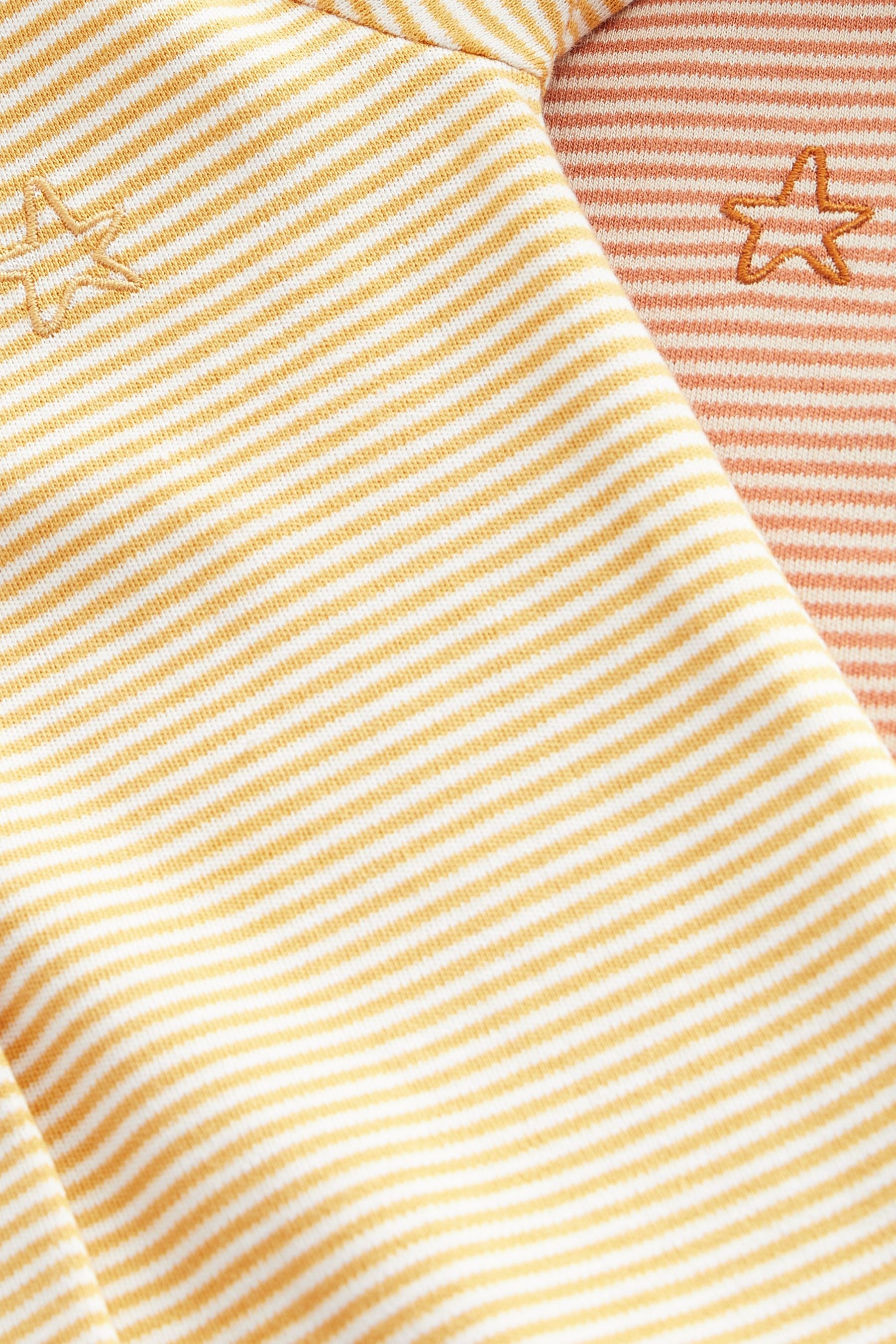 Ochre Yellow/Tan Brown Stripe 2 Pack Baby Sleepsuits (0-2yrs)