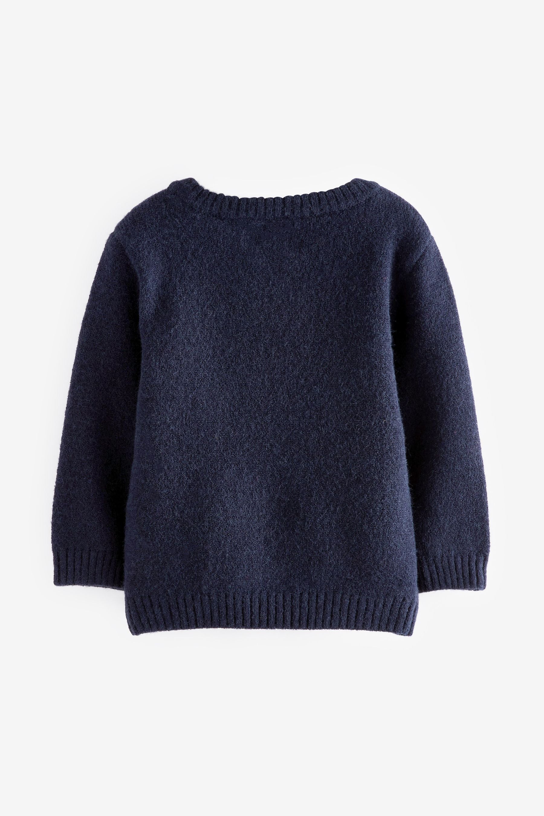 Navy Blue All Over Knitted Santa Jumper (3mths-7yrs)