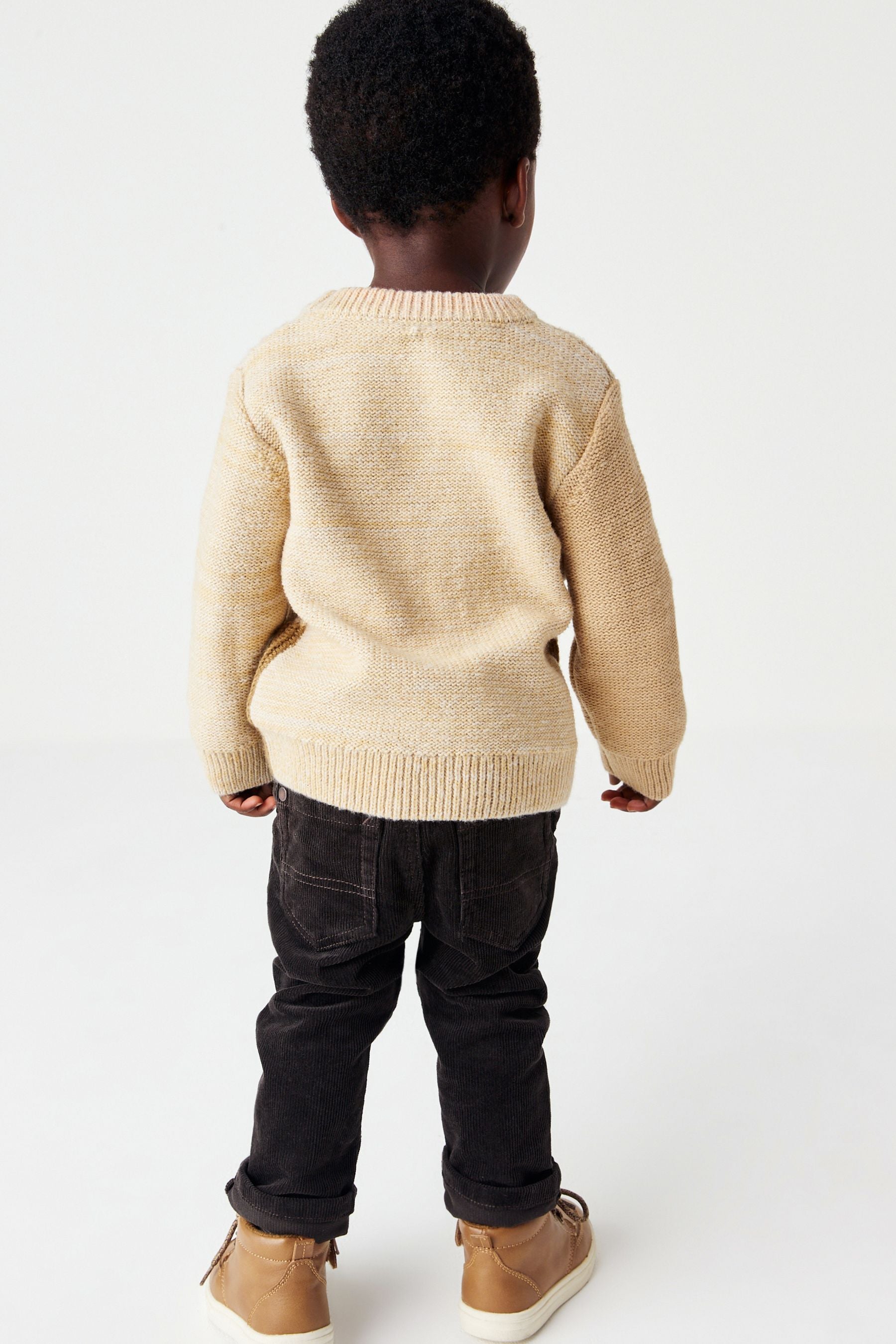 Ecru Block Cable Crew Jumper (3mths-7yrs)