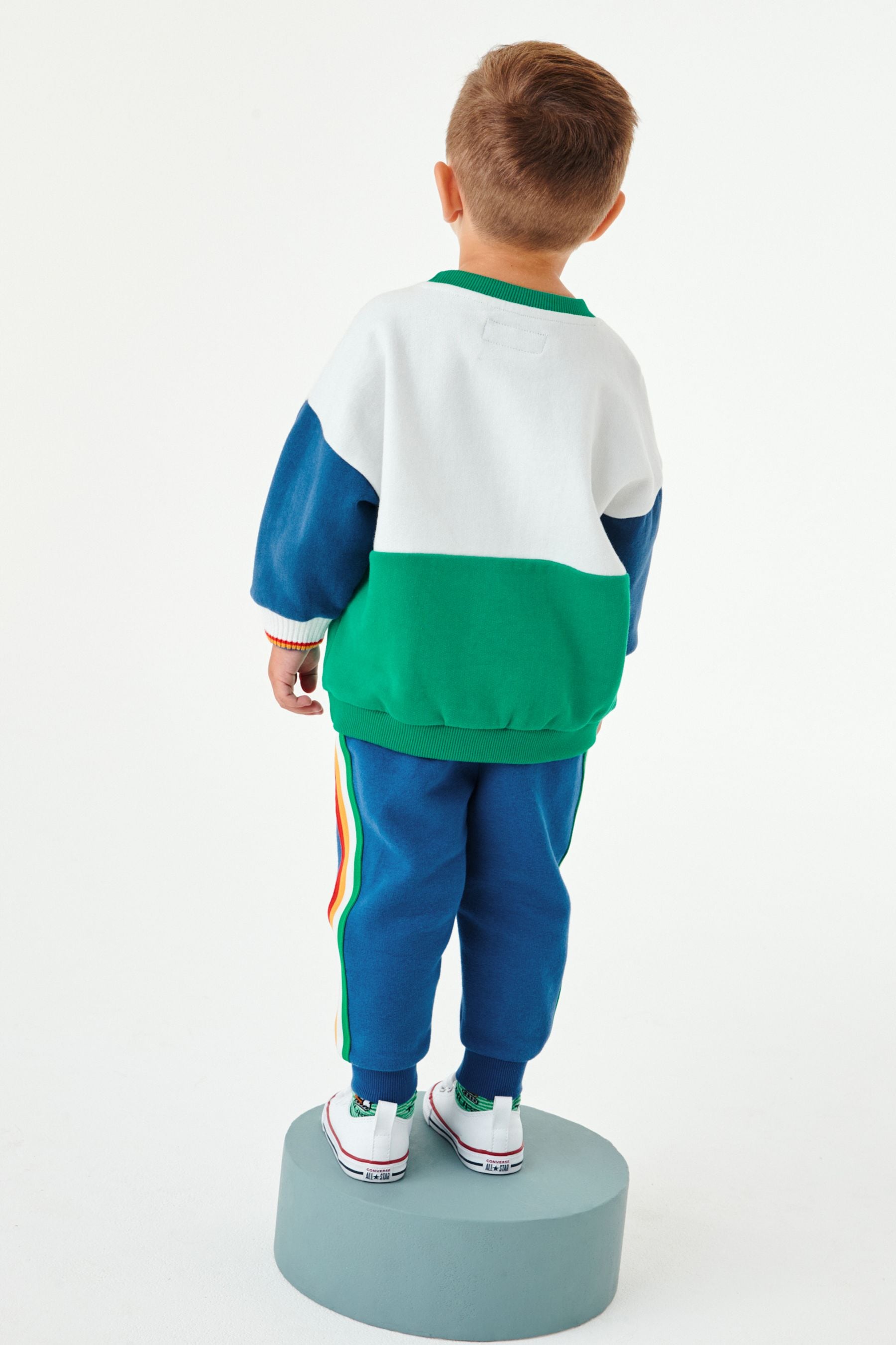 Multi Colourblock Slogan Sweatshirt and Jogger Set (3mths-7yrs)