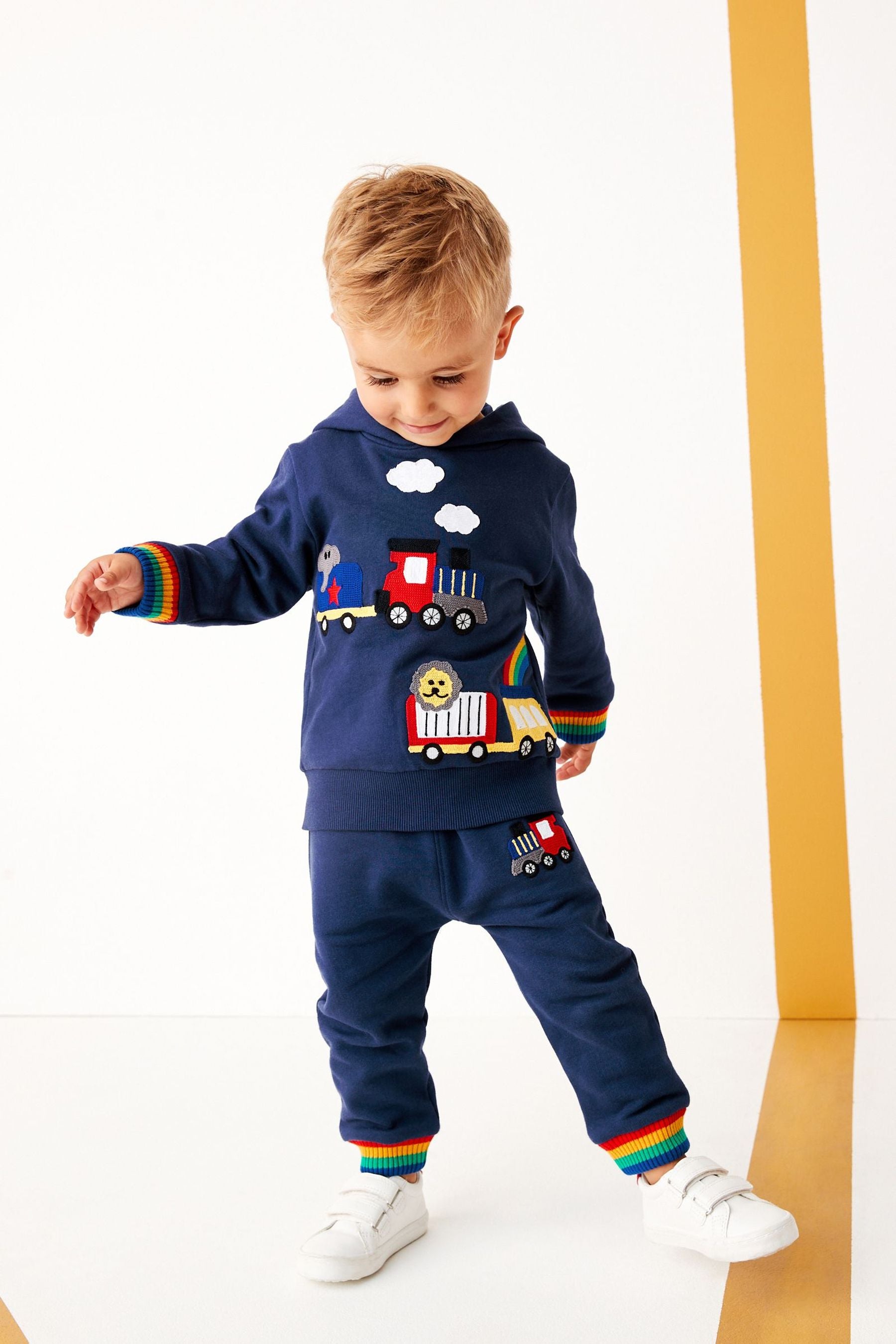 Blue Embroidered Blue Hoodie and Jogger Set (3mths-7yrs)