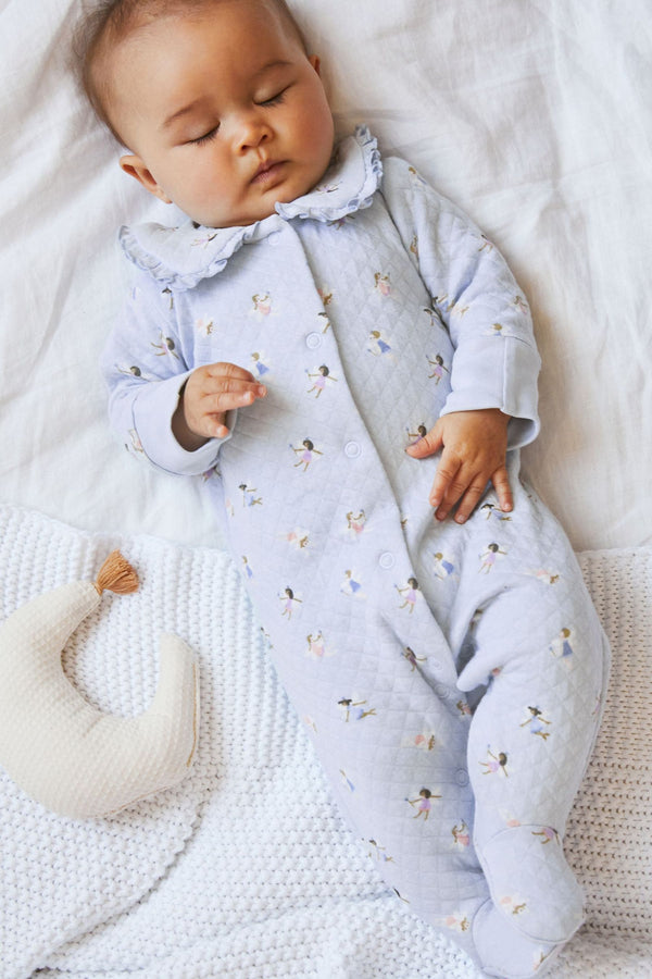 Blue Fairy Baby Quilted Sleepsuit