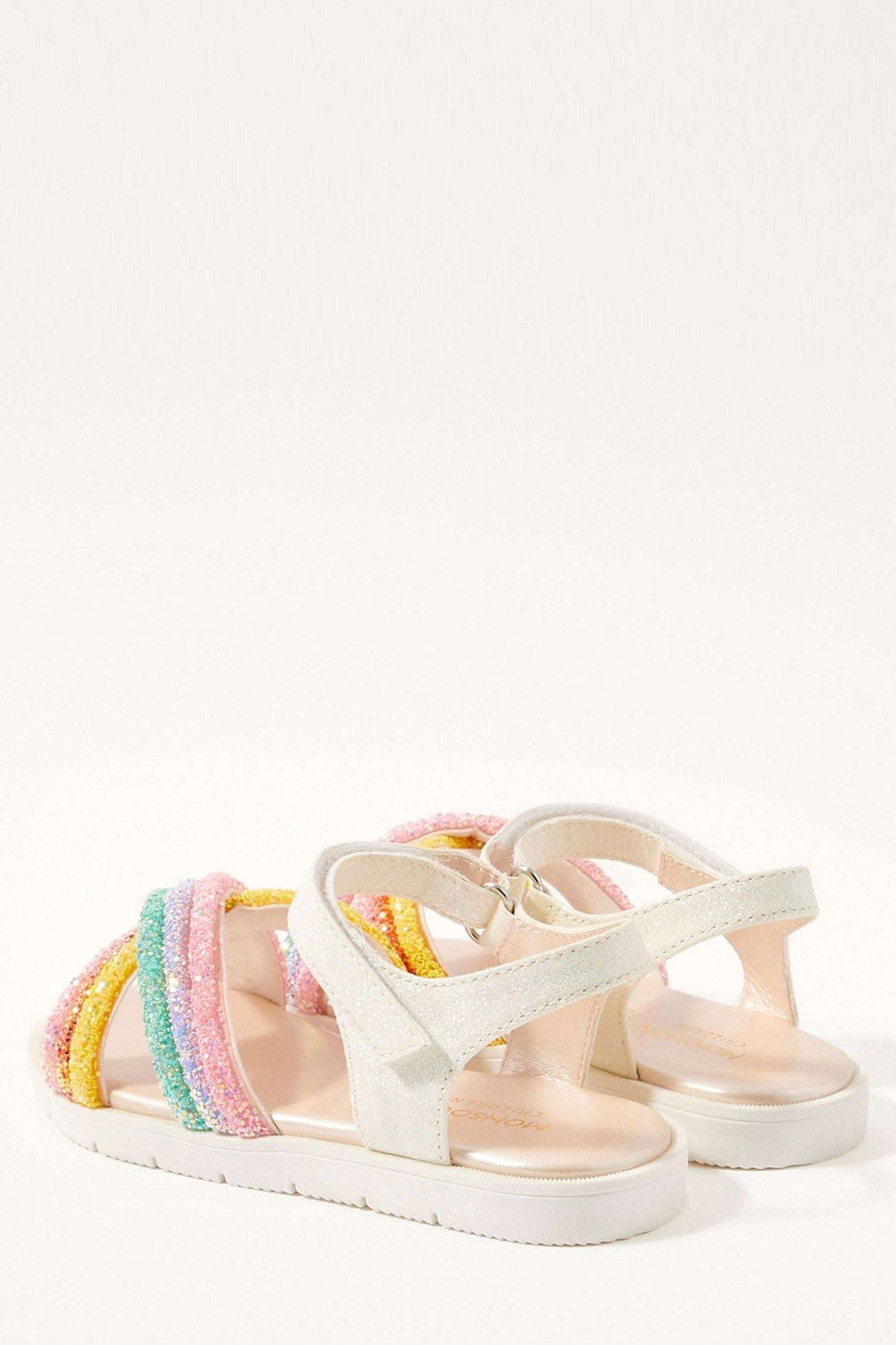 White Monsoon White Cross Strap Glitter Rainbow Sandals