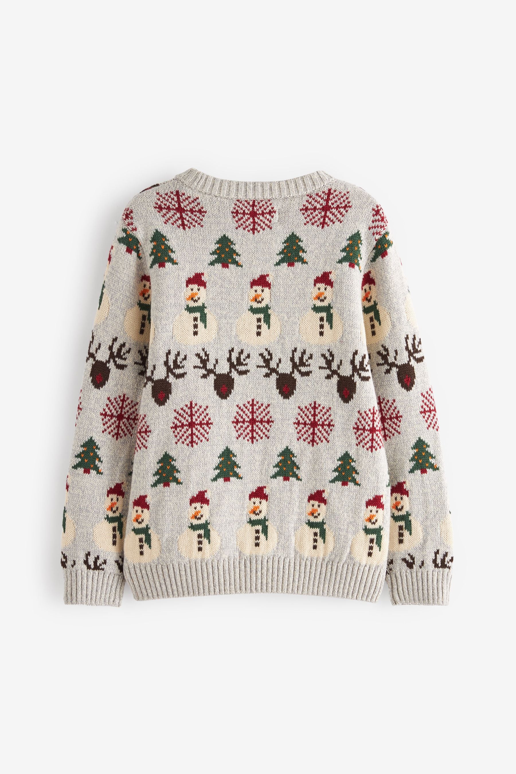 Grey Kids Matching Family Snowman Christmas Jumper (3mths-16yrs)