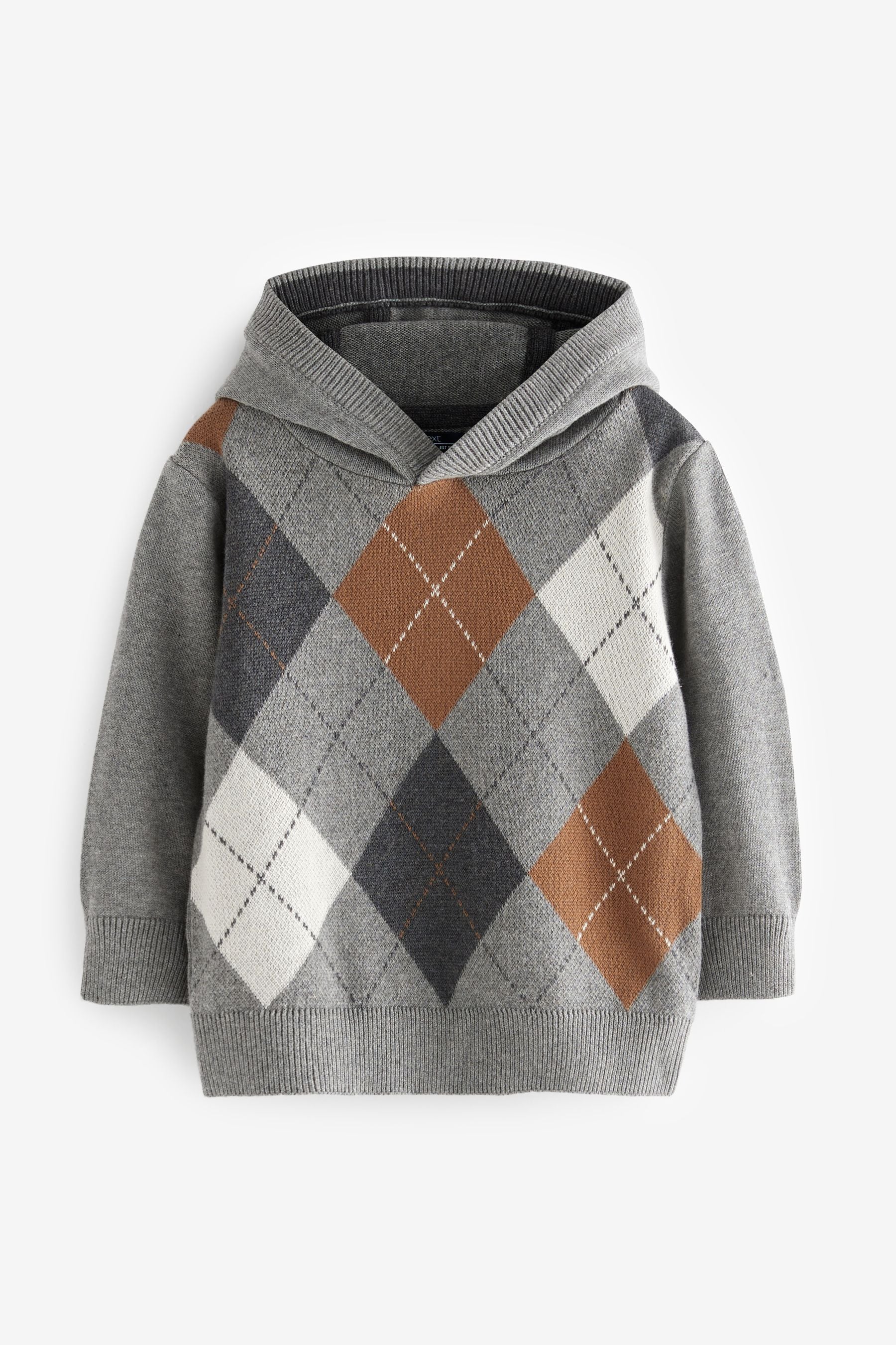 Grey Argyle Pattern Hoodie (3mths-7yrs)