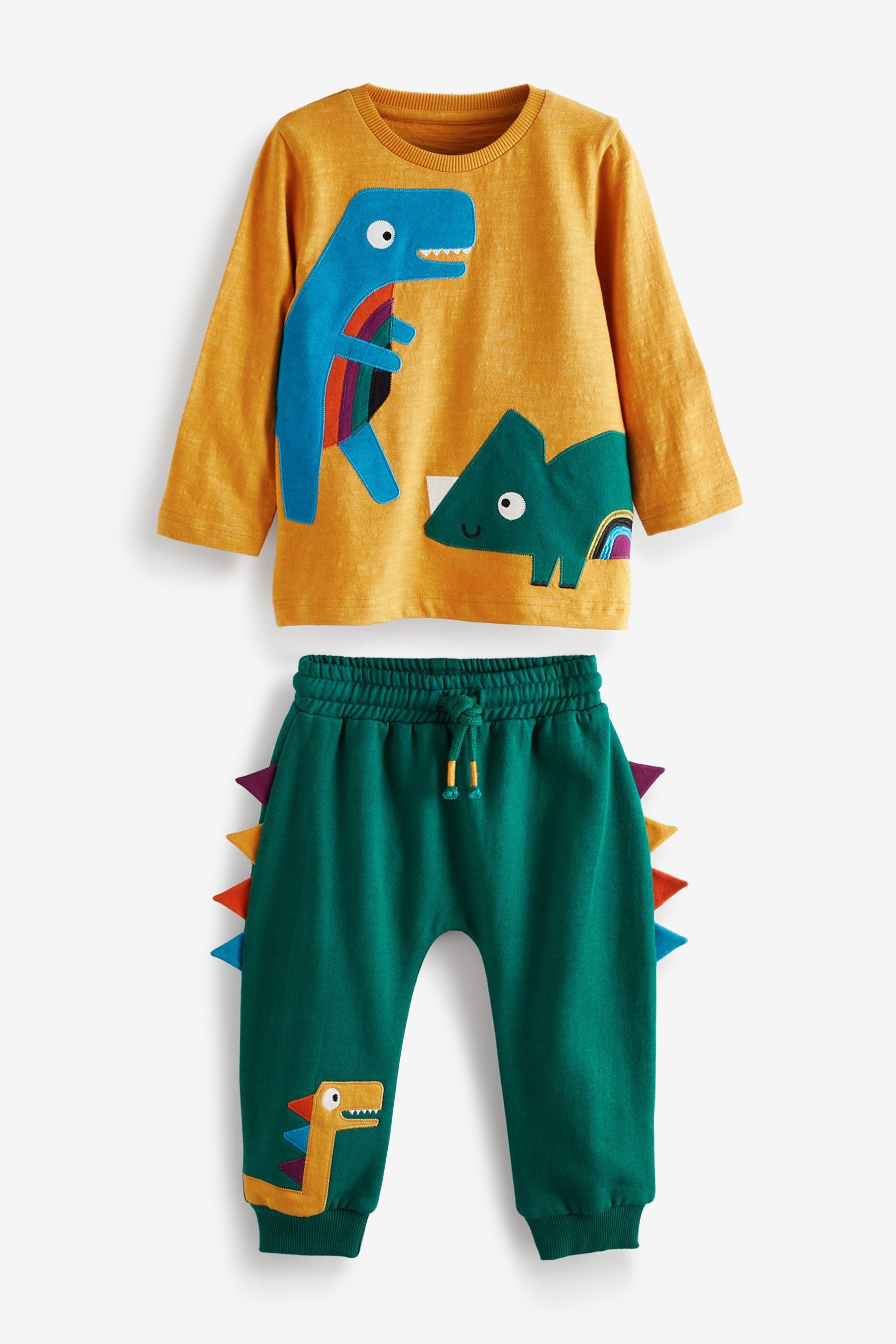 Yellow/Green Long Sleeve Appliqu T-Shirt And Joggers Set (3mths-7yr