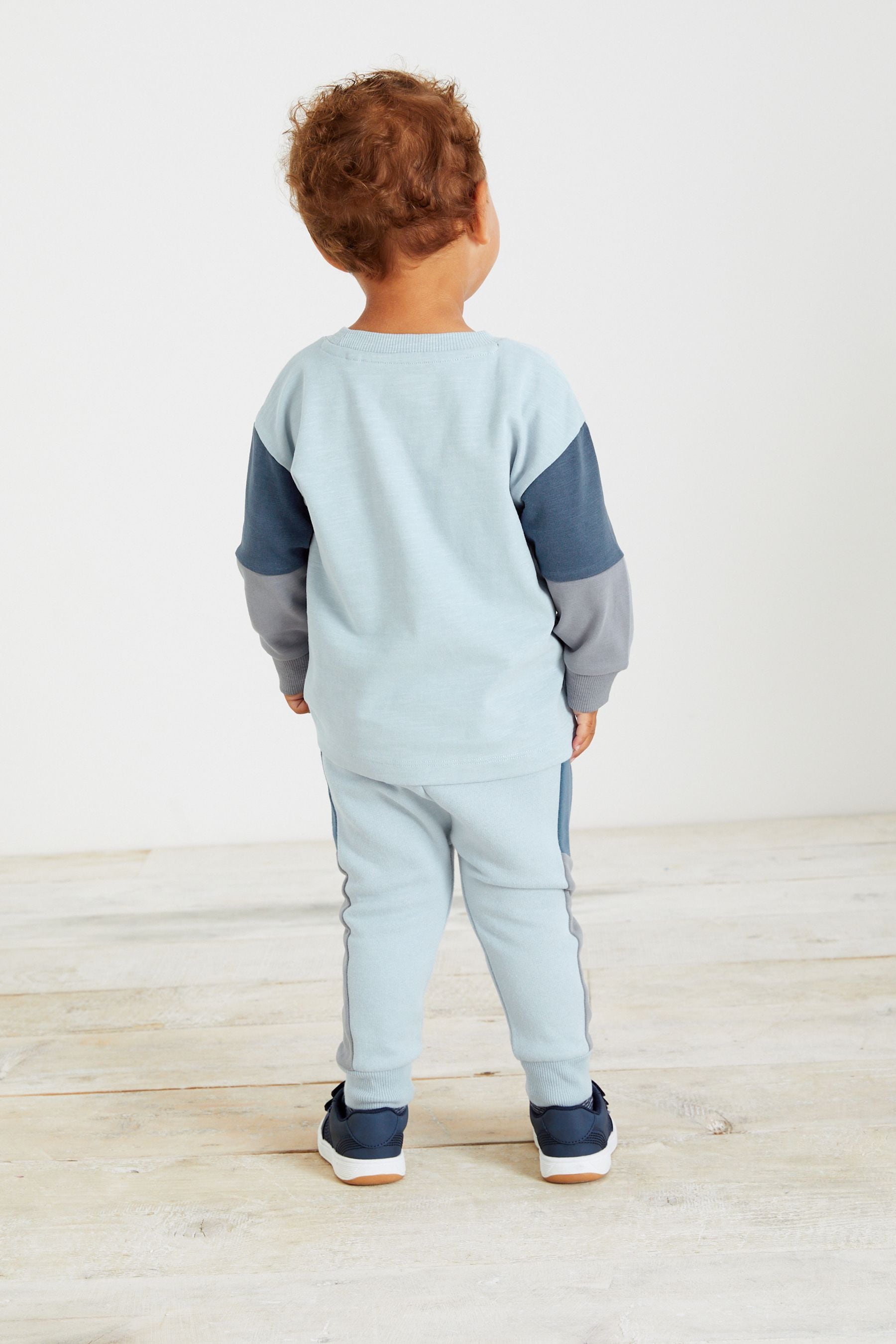 Blue Next Long Sleeve Cosy Colourblock T-Shirt And Joggers Set (3mths-7yrs)