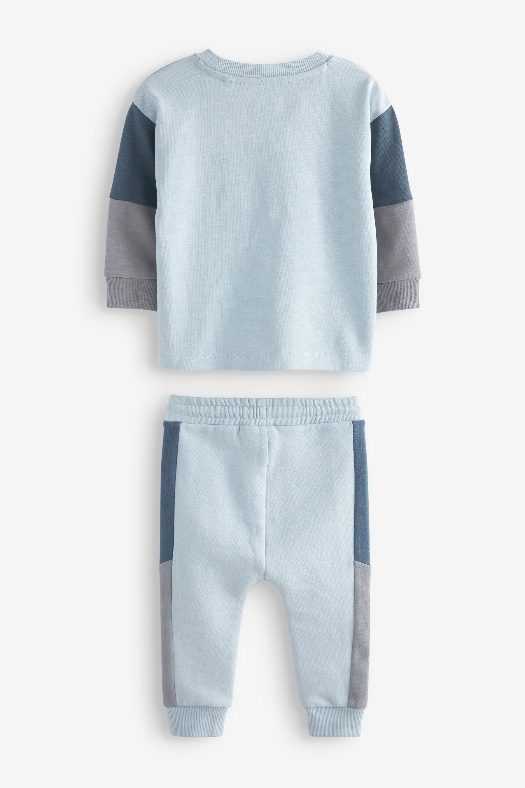 Blue Next Long Sleeve Cosy Colourblock T-Shirt And Joggers Set (3mths-7yrs)