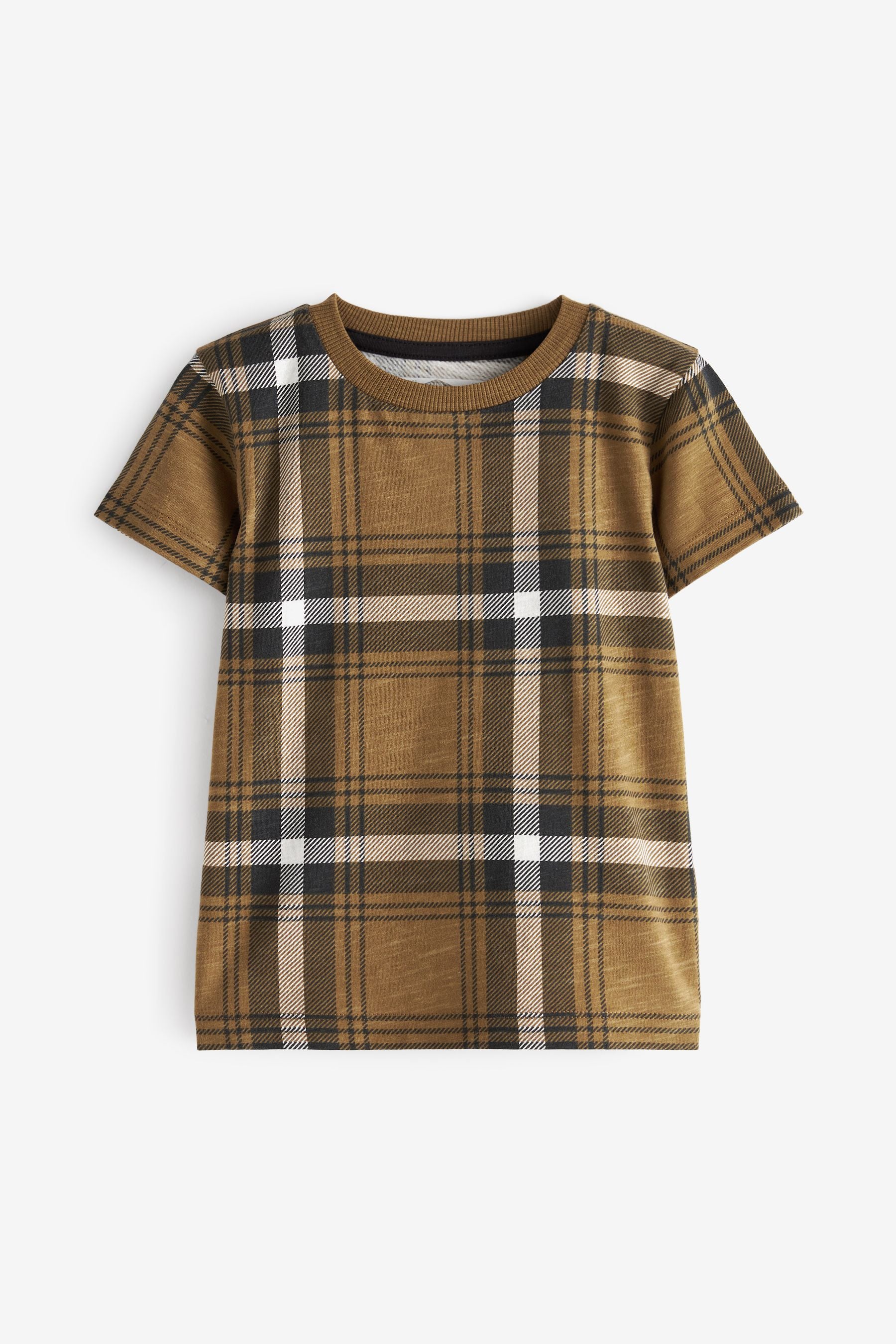 Tan Brown Short Sleeve Check T-Shirt (3mths-7yrs)