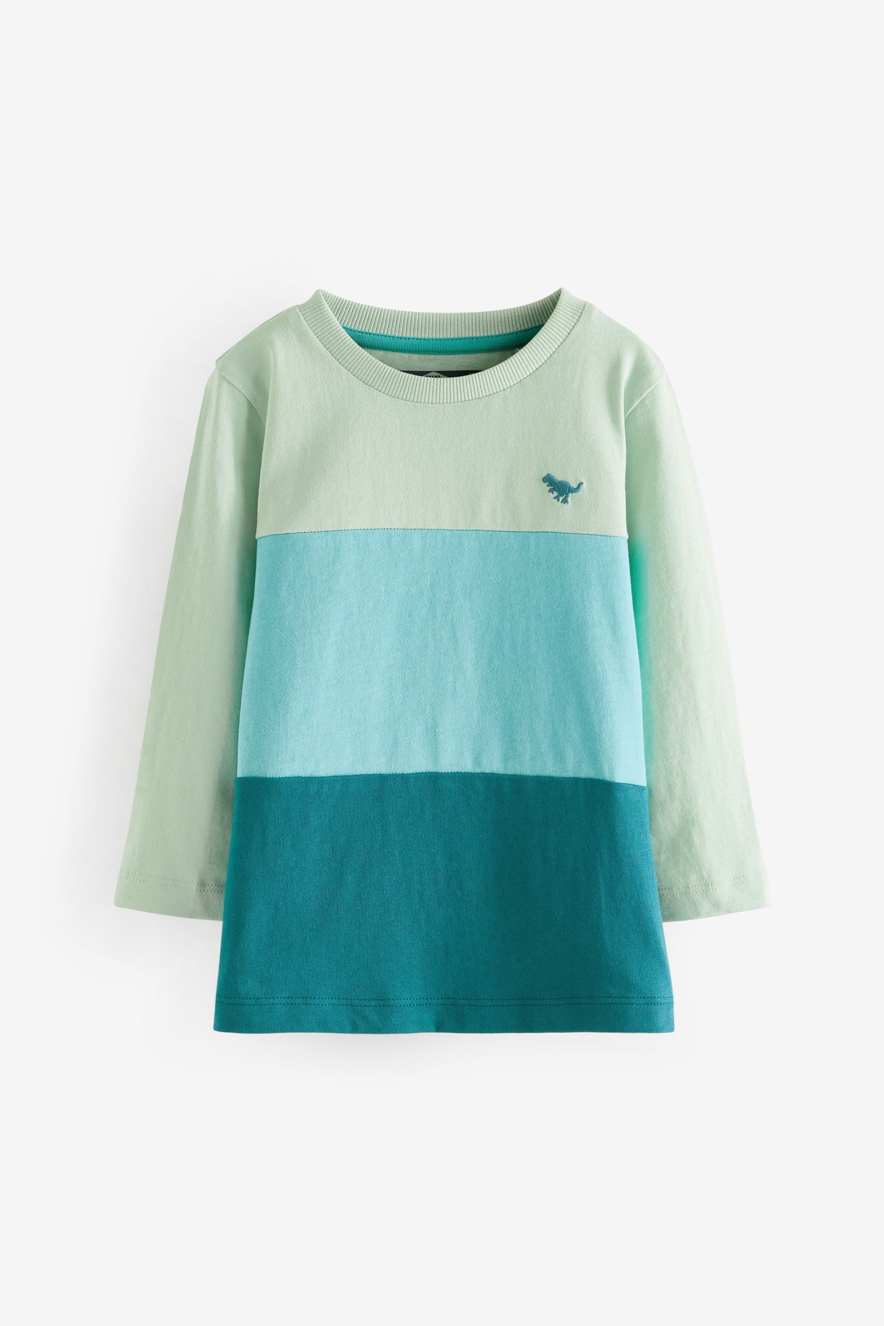 Mineral Blue Long Sleeve Colourblock T-Shirt (3mths-7yrs)