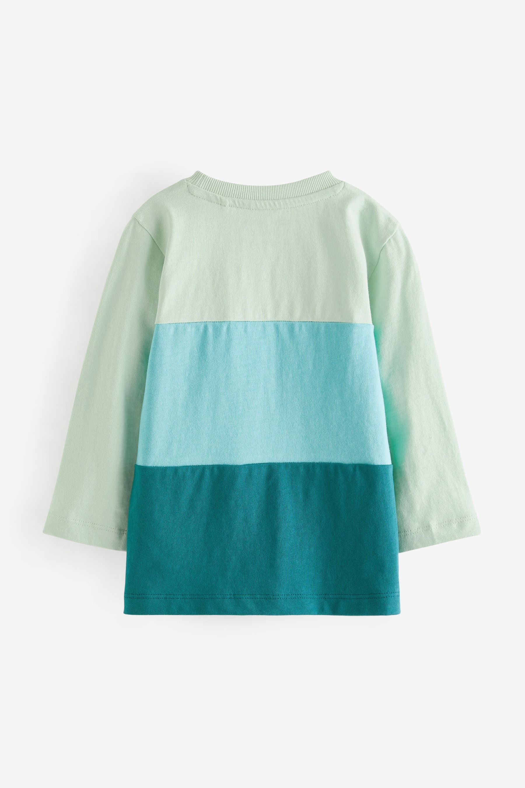 Mineral Blue Long Sleeve Colourblock T-Shirt (3mths-7yrs)