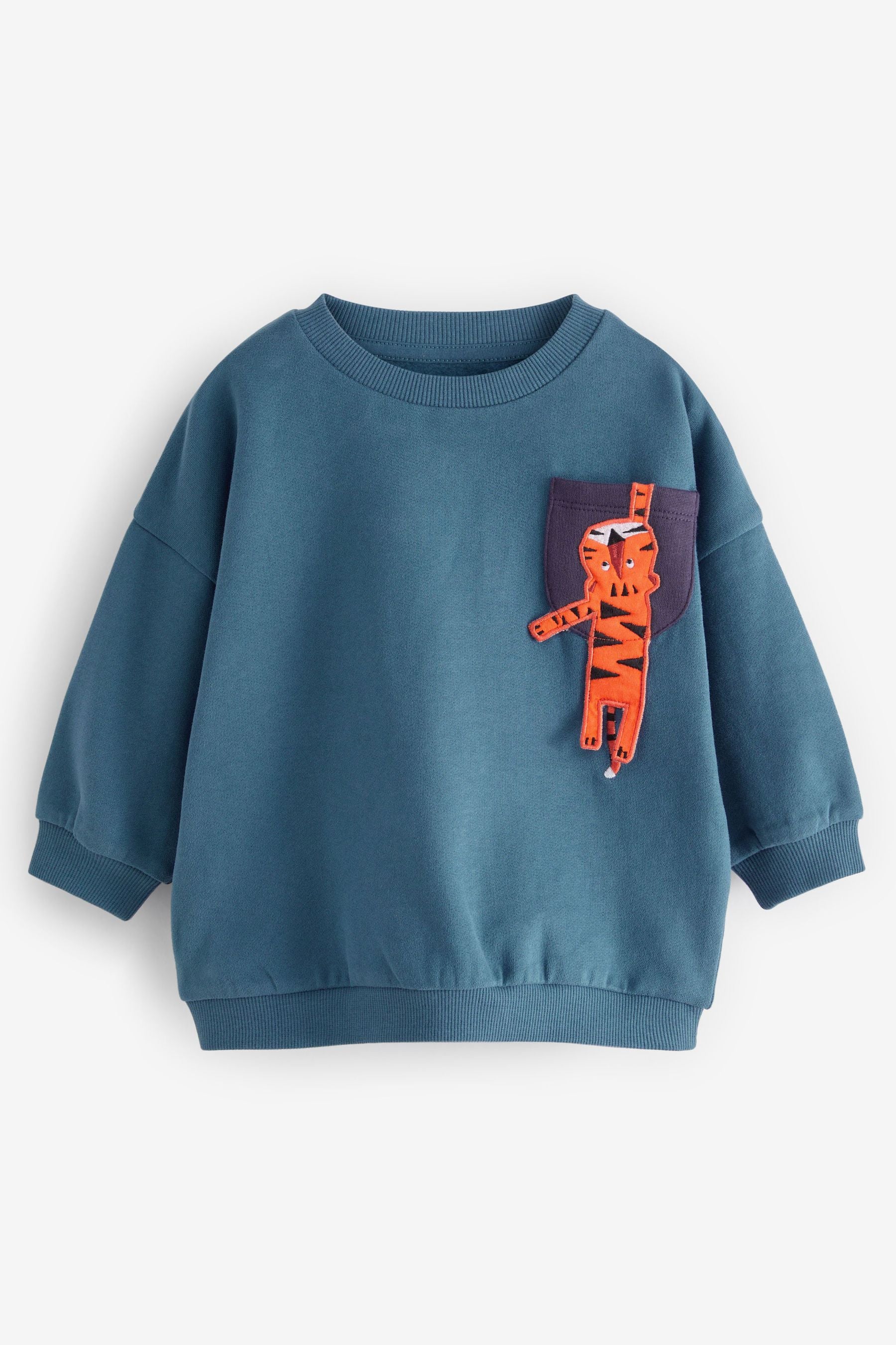 Blue Tiger Pocket Oversized Sweatshirt (3mths-7yrs)