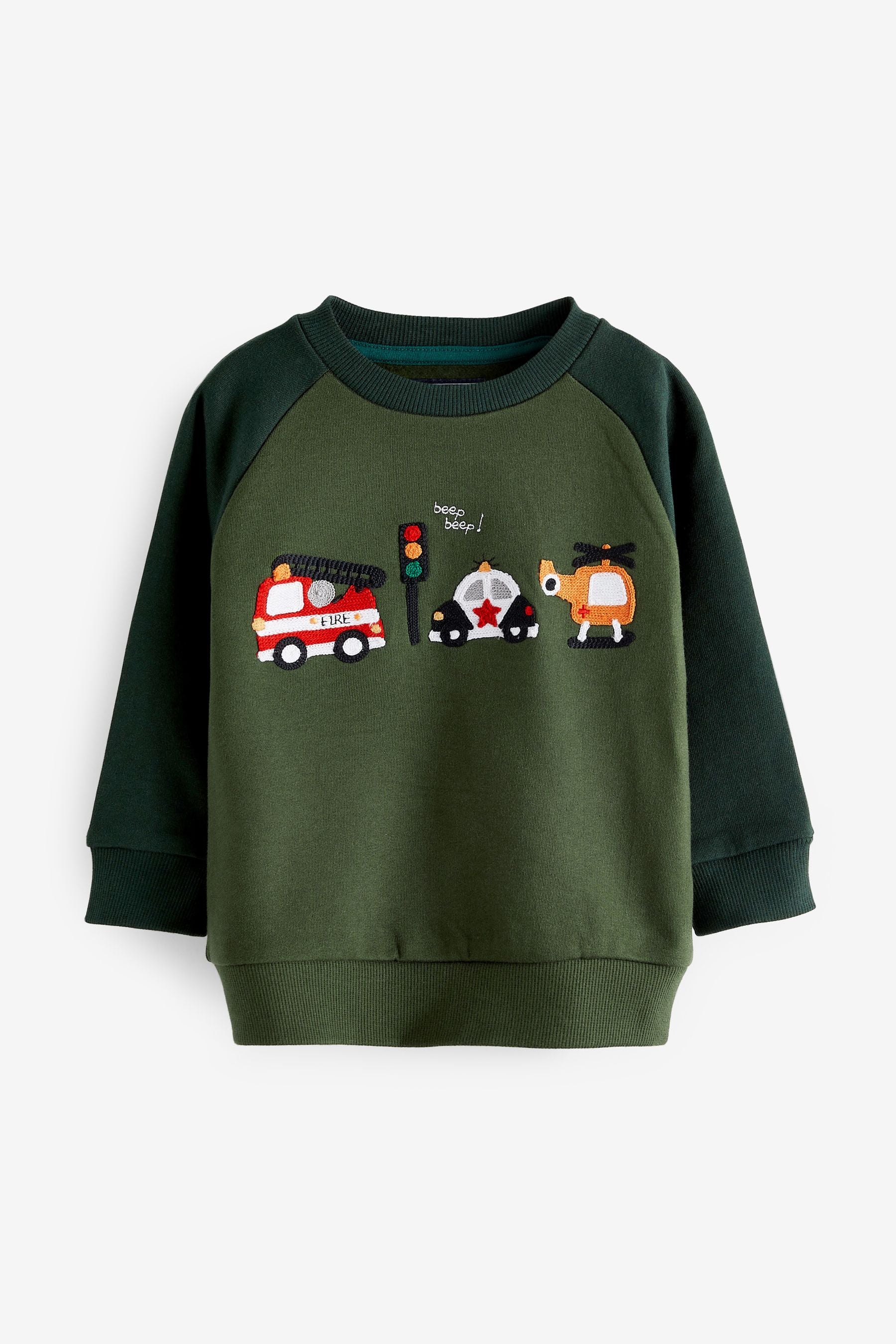 Green Transport Appliqu Sweatshirt (3mths-7yr