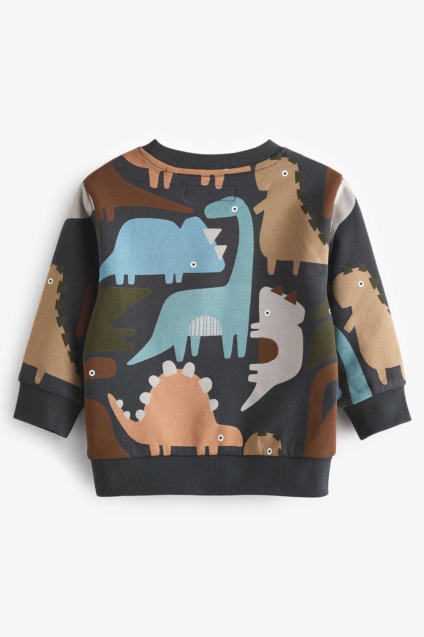 Charcoal Grey Dino All-Over Printed Character Sweatshirt (3mths-7yrs)