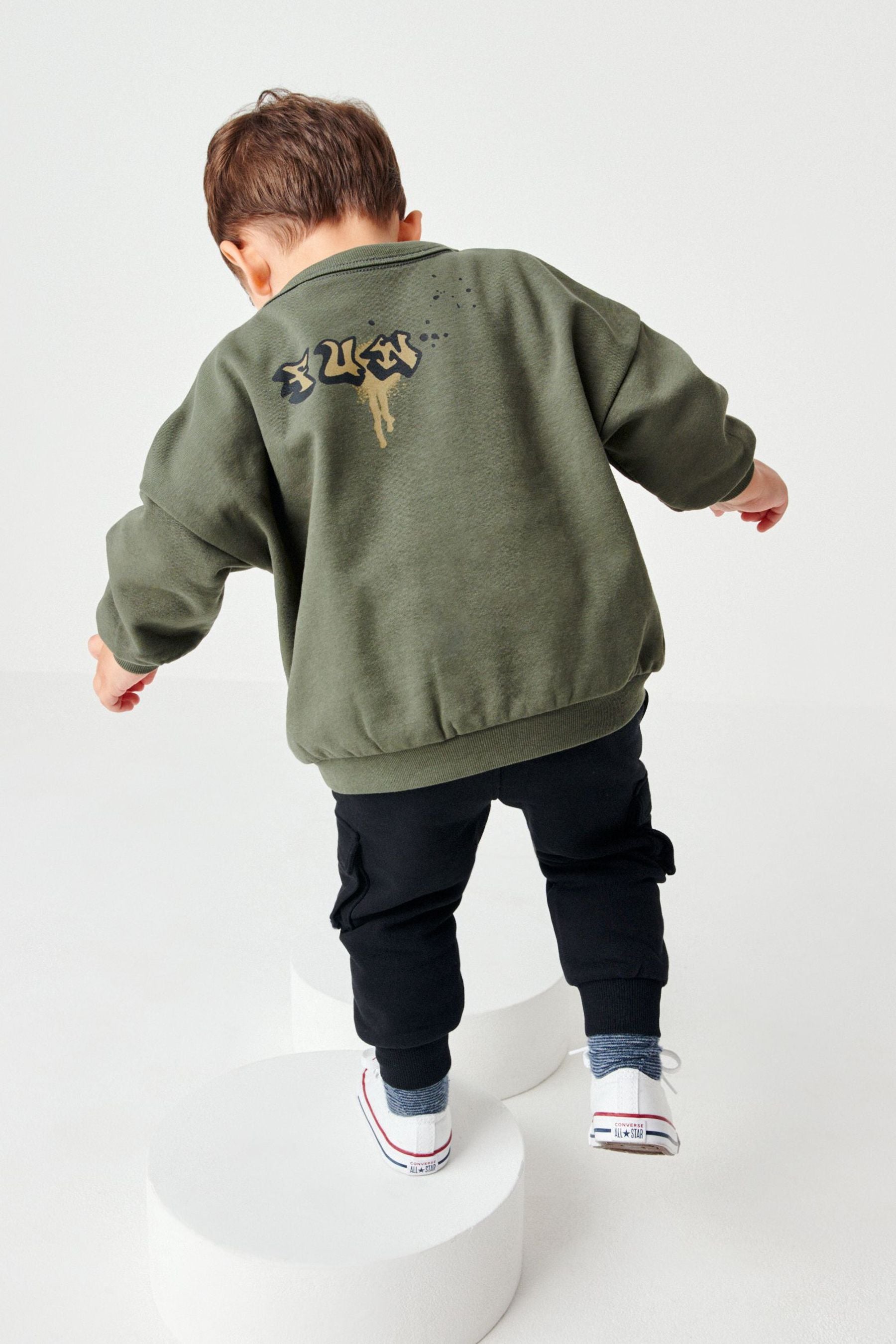 Khaki Green Bear Character Sweatshirt And Joggers Set (3mths-7yrs)