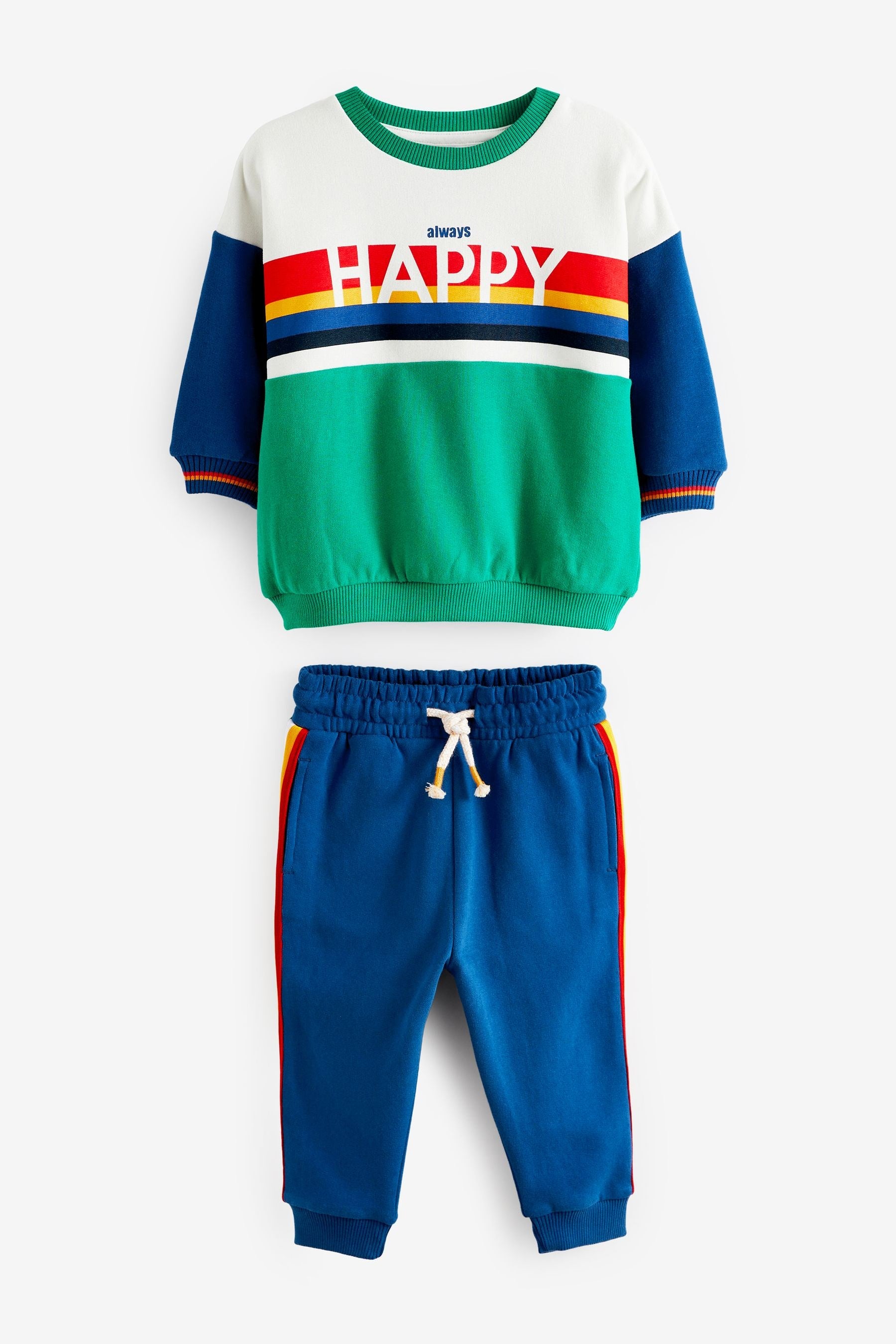 Multi Colourblock Slogan Sweatshirt and Jogger Set (3mths-7yrs)