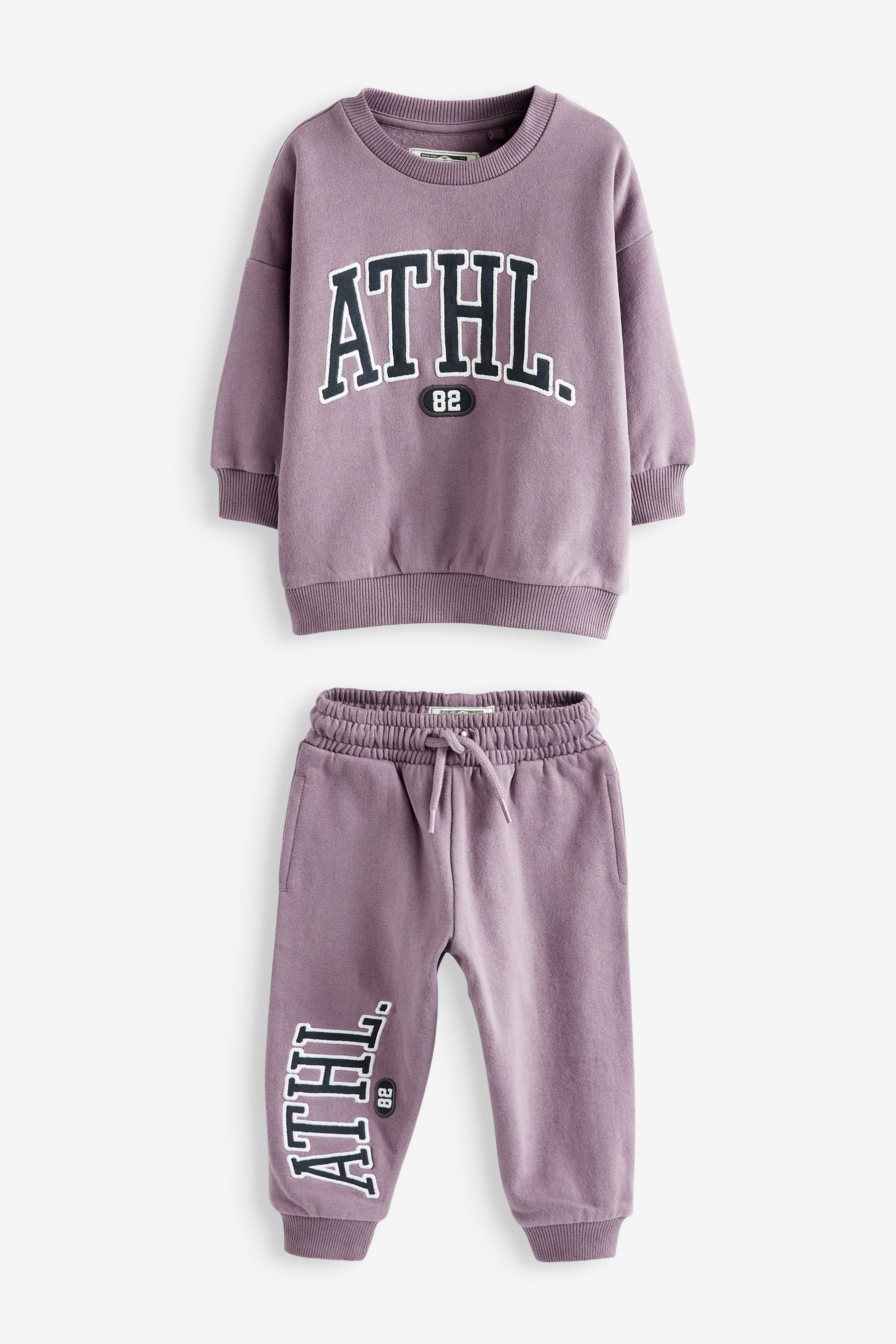 Lilac Purple Oversized Slogan Sweatshirt And Joggers Set (3mths-7yrs)