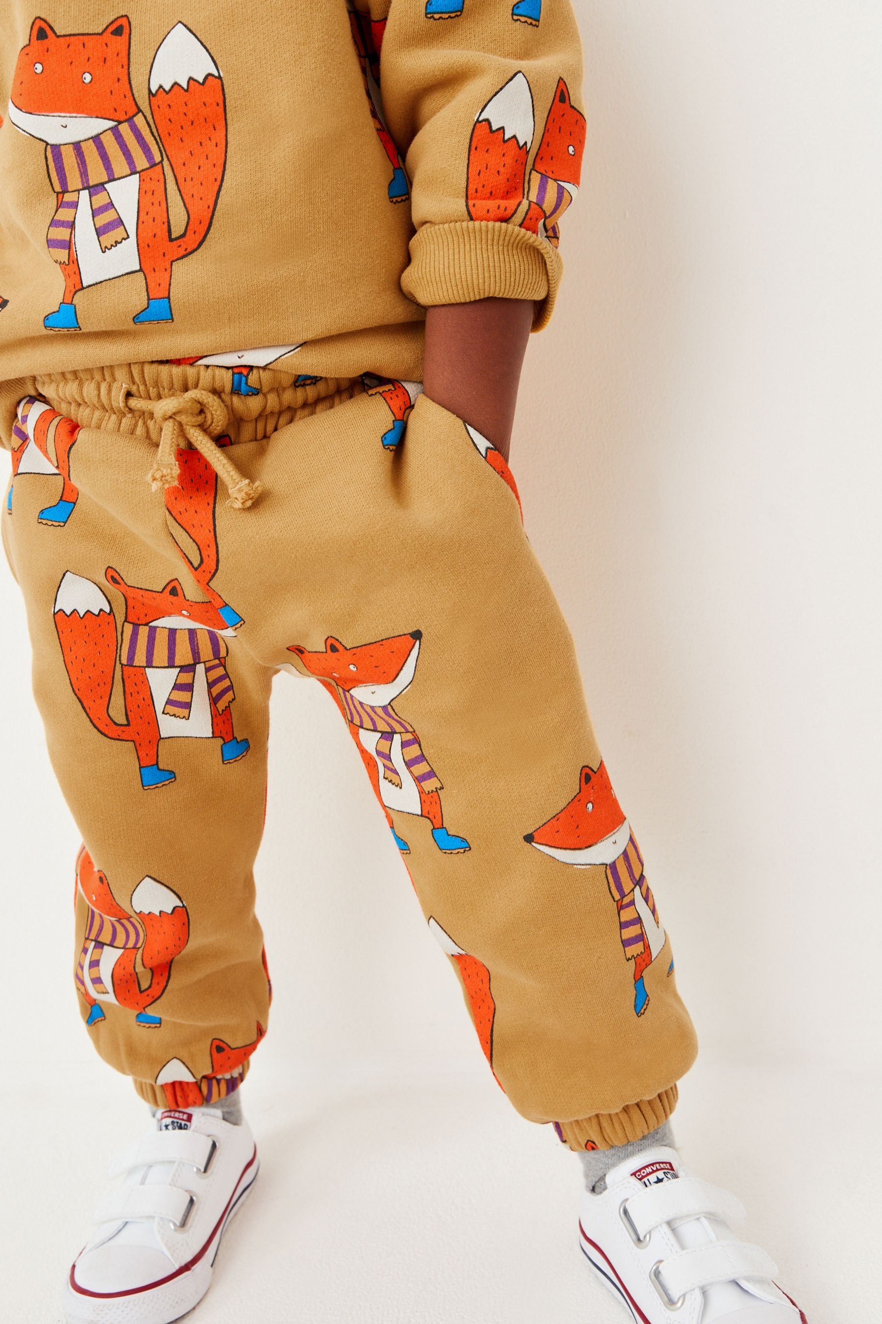 Ochre Yellow All-Over Print Jersey Sweatshirt And Joggers Set (3mths-7yrs)