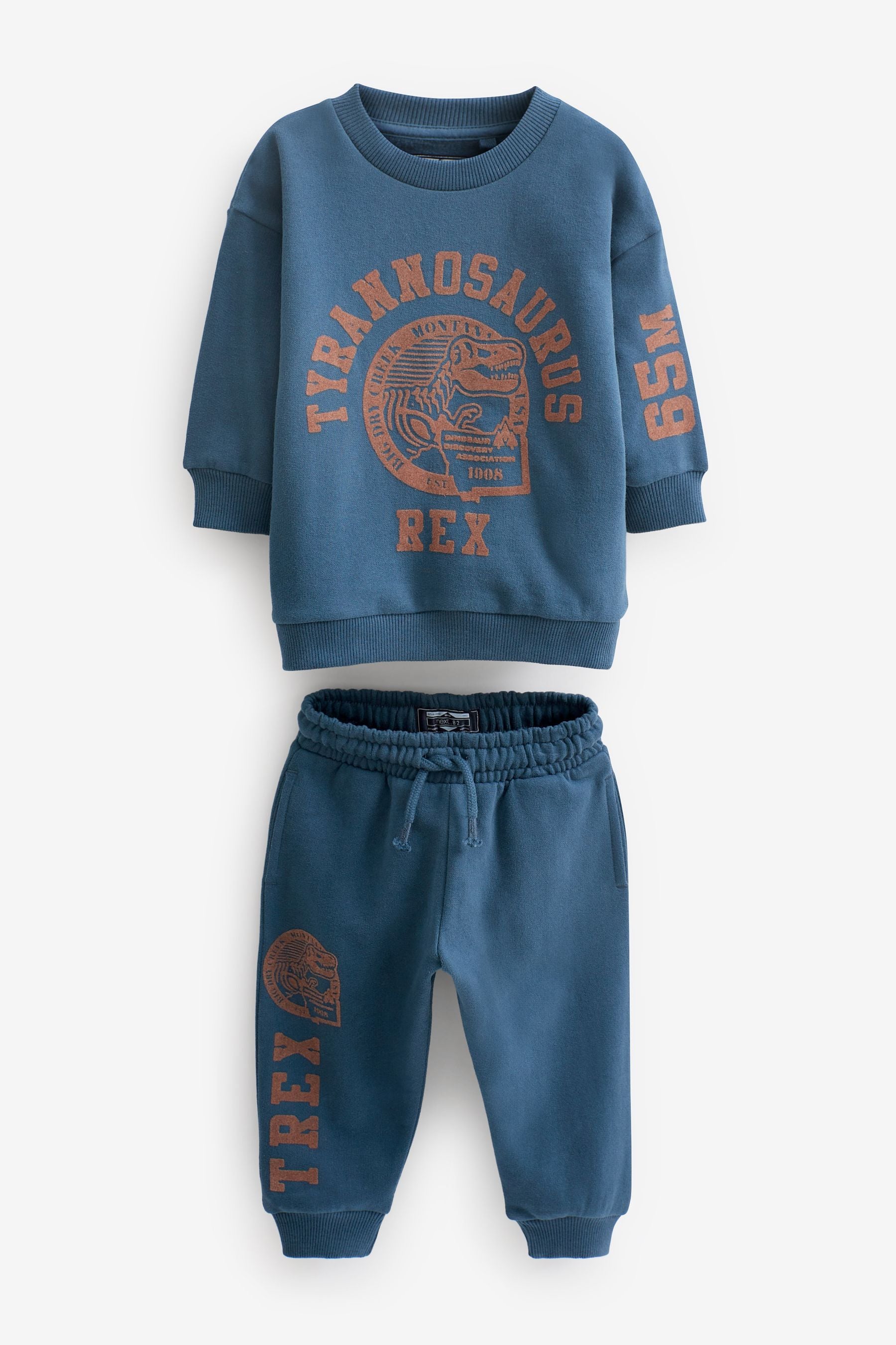 Blue Oversized Slogan Sweatshirt And Joggers Set (3mths-7yrs)