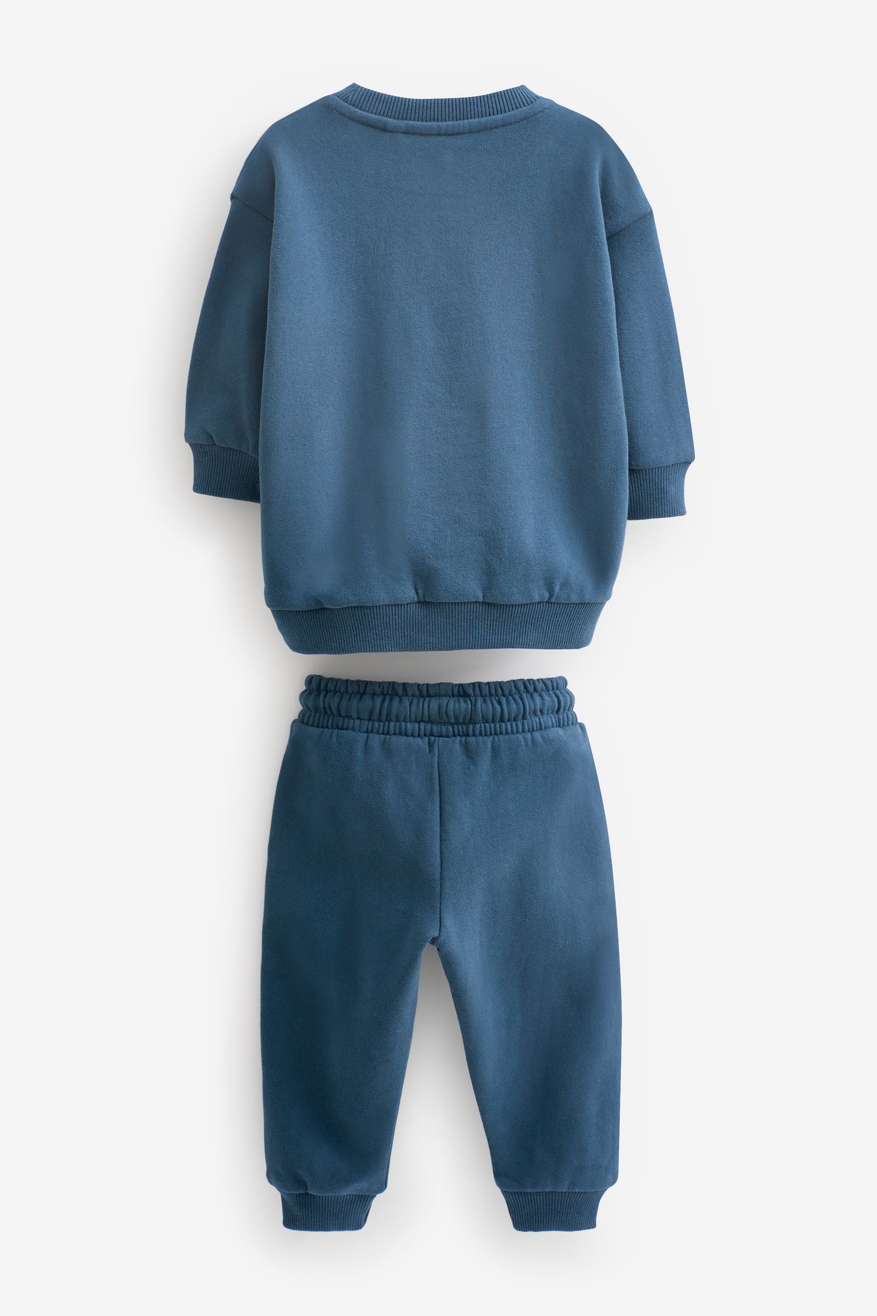 Blue Oversized Slogan Sweatshirt And Joggers Set (3mths-7yrs)