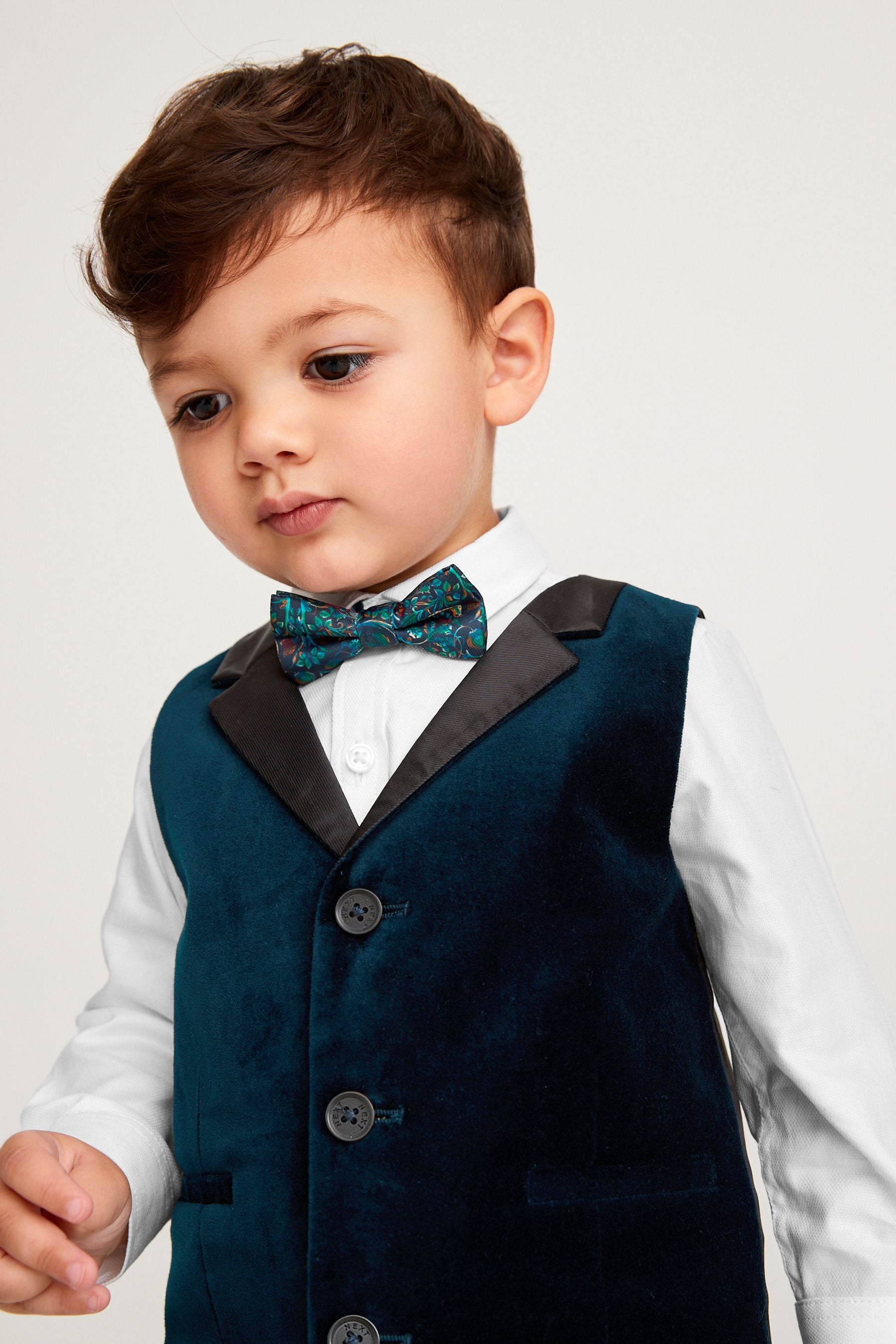 Teal Blue Waistcoat Set With Shirt & Bow Tie (3mths-7yrs)