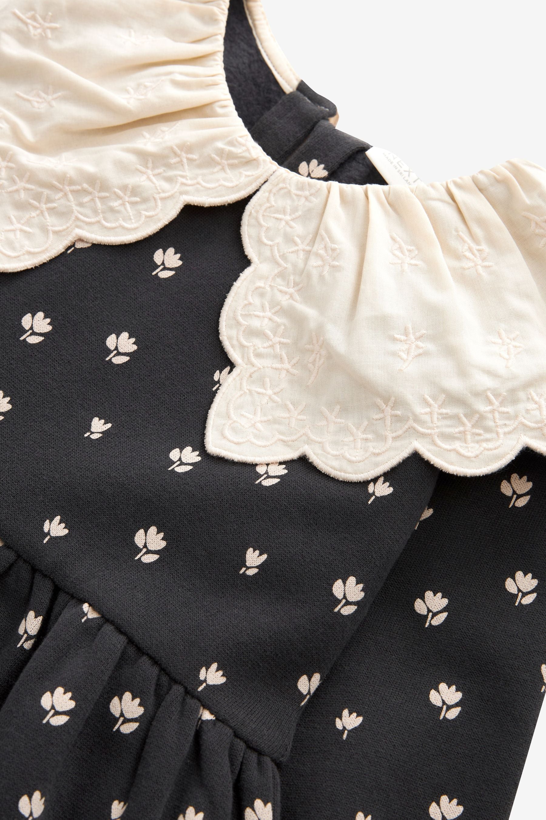 Black/White Broderie Collared Sweat Dress (3mths-7yrs)