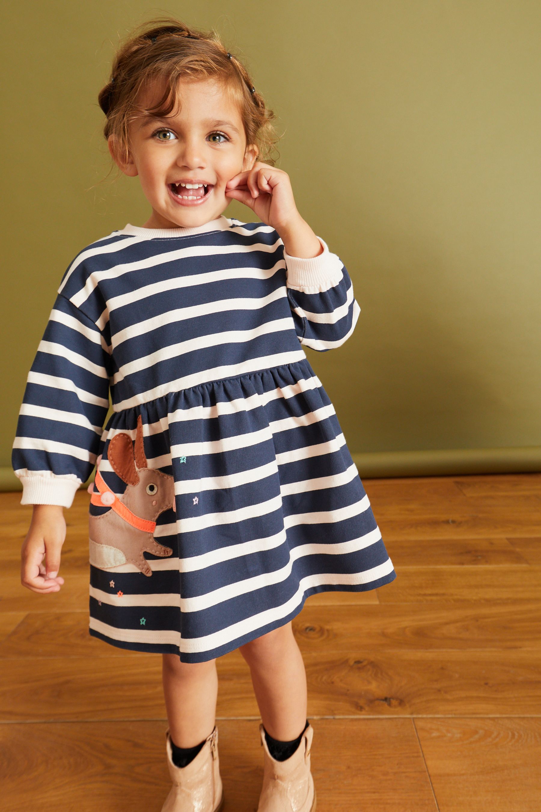 Striped Character Sweat Dress (3mths-7yrs)