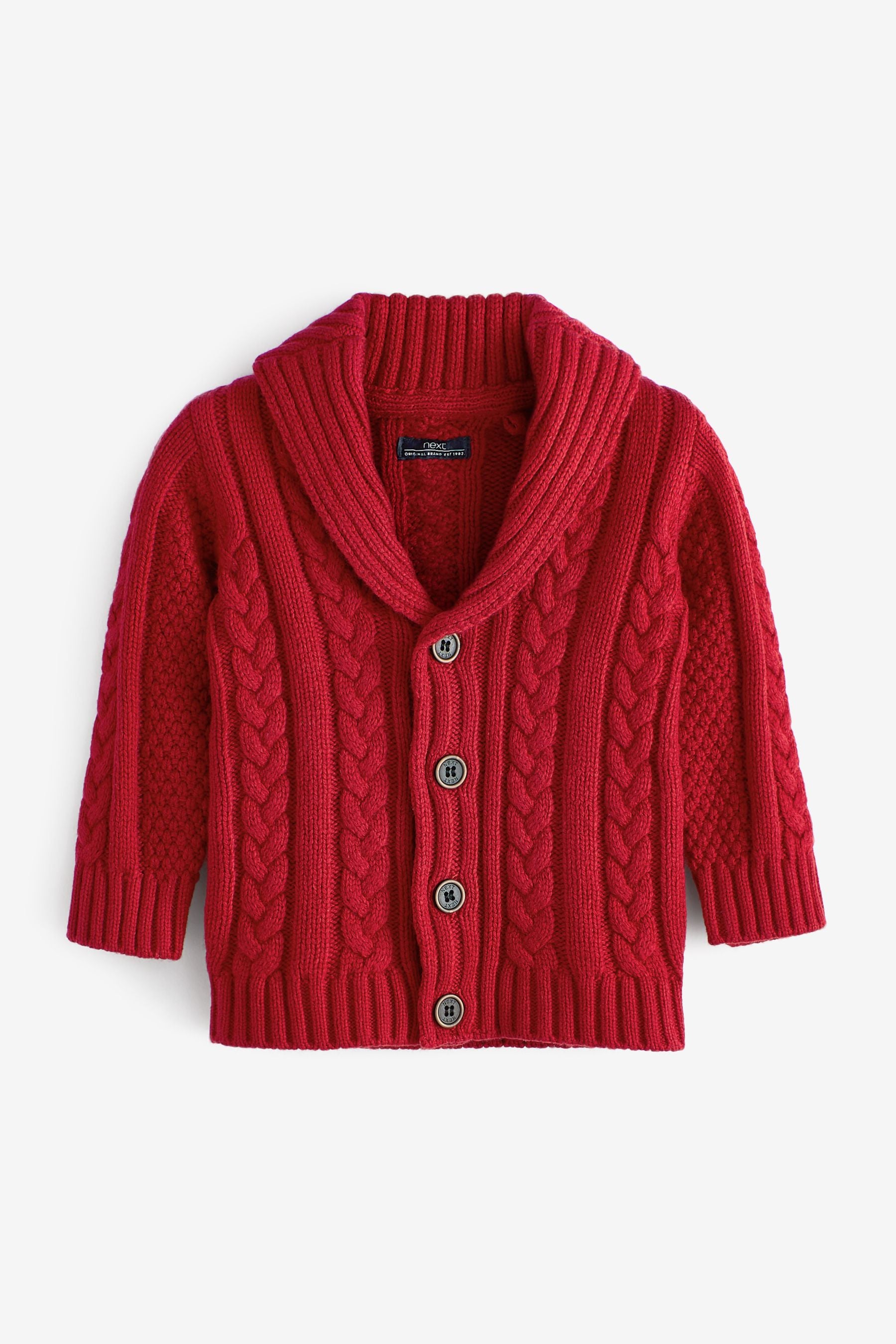 Red Cable Button Through Cardigan (3mths-7yrs)