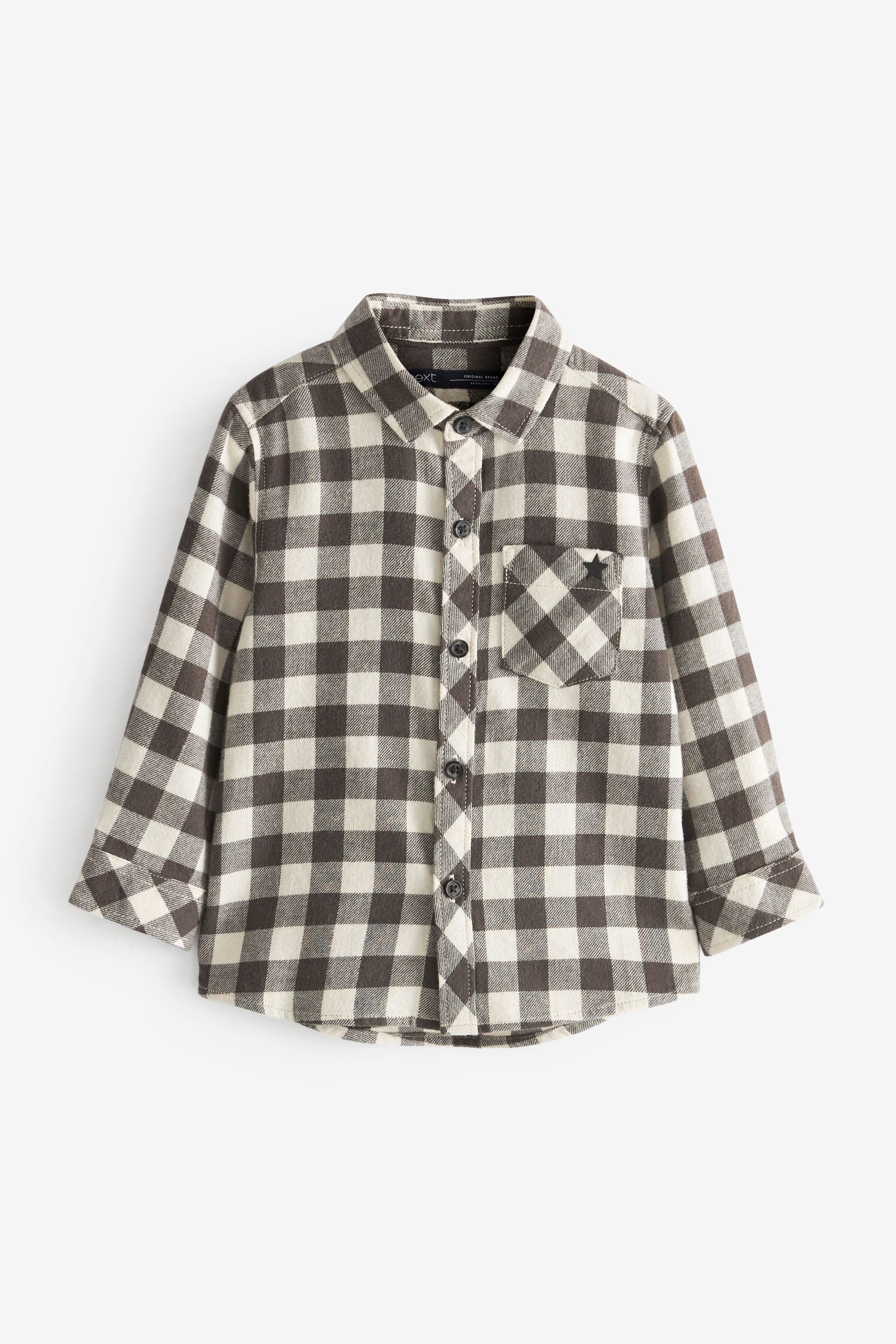 Charcoal Grey/Soft White Long Sleeve Check Shirt (3mths-7yrs)