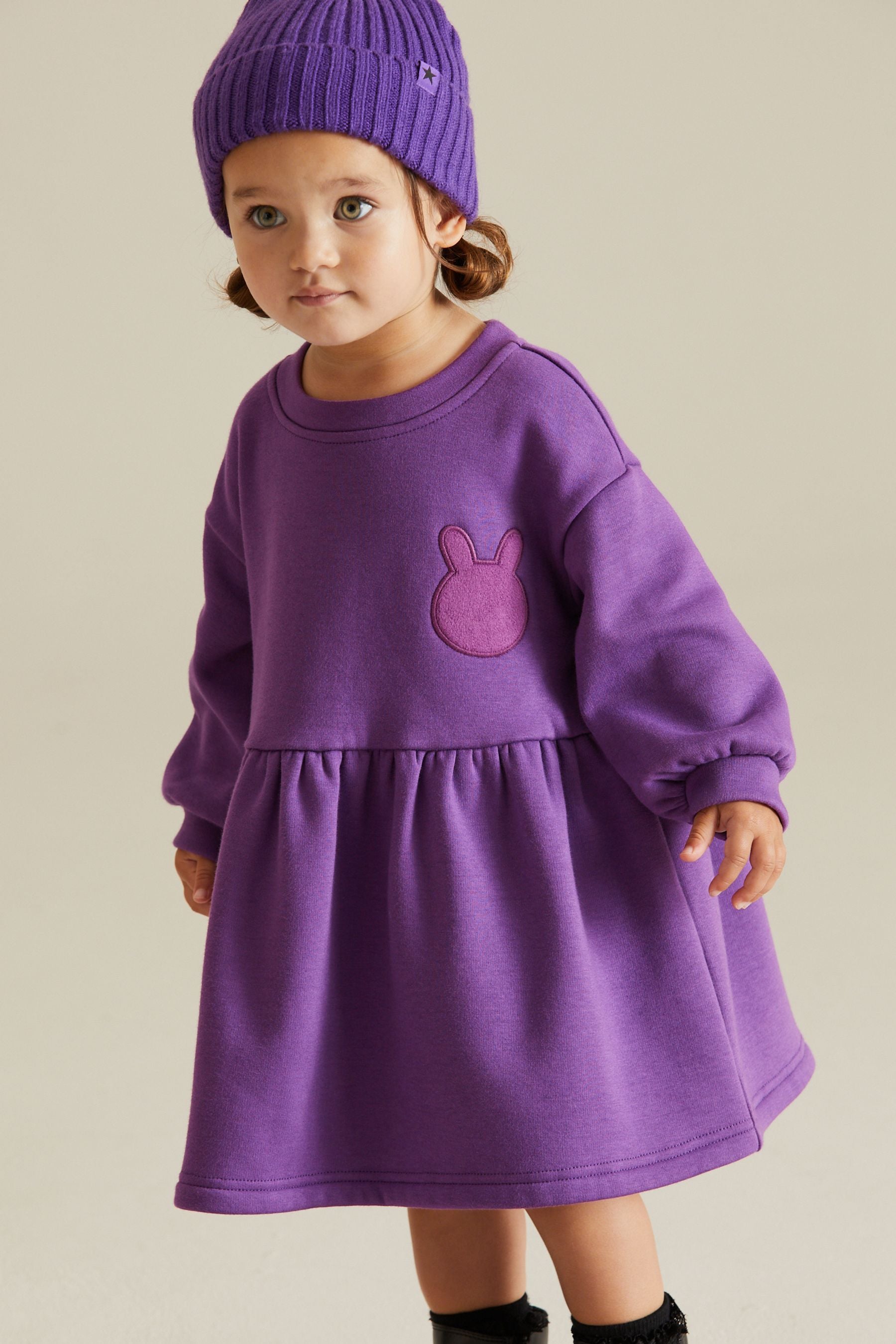 Purple Cosy Sweat Dress (3mths-7yrs)