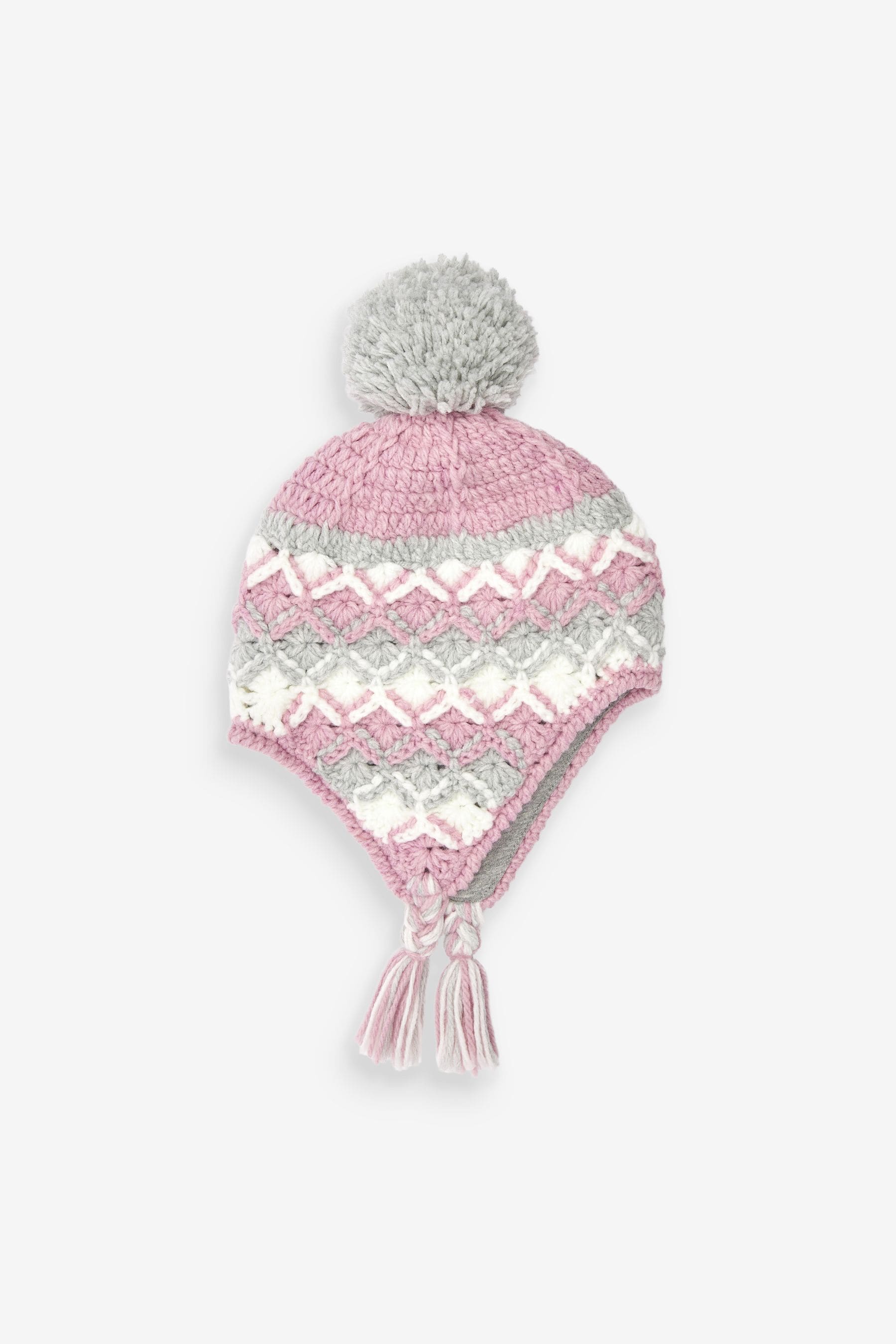 Pink/Grey Trapper Hat (3mths-13yrs)