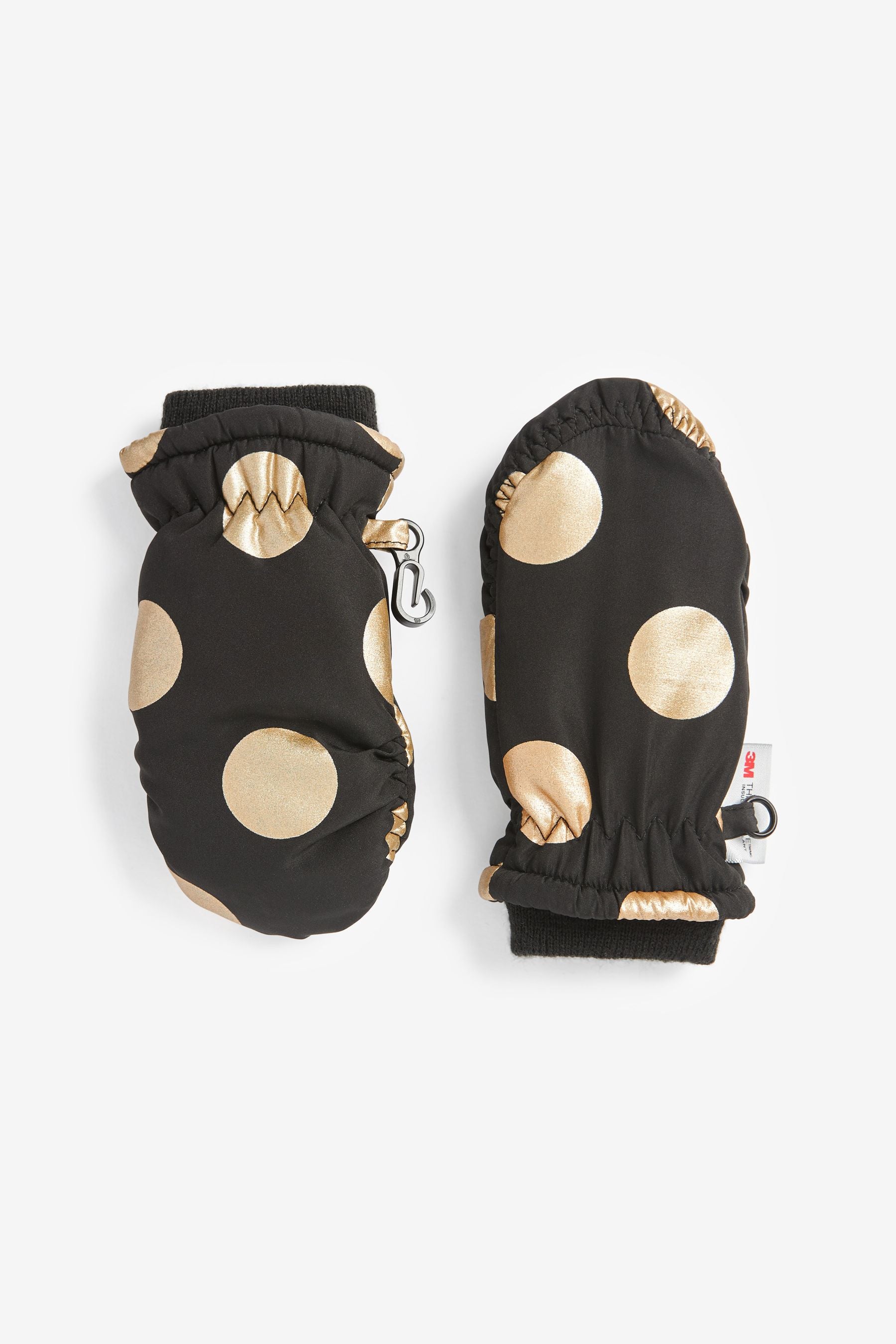 Black/Gold Spot Thermal Ski Mittens (3mths-6yrs)