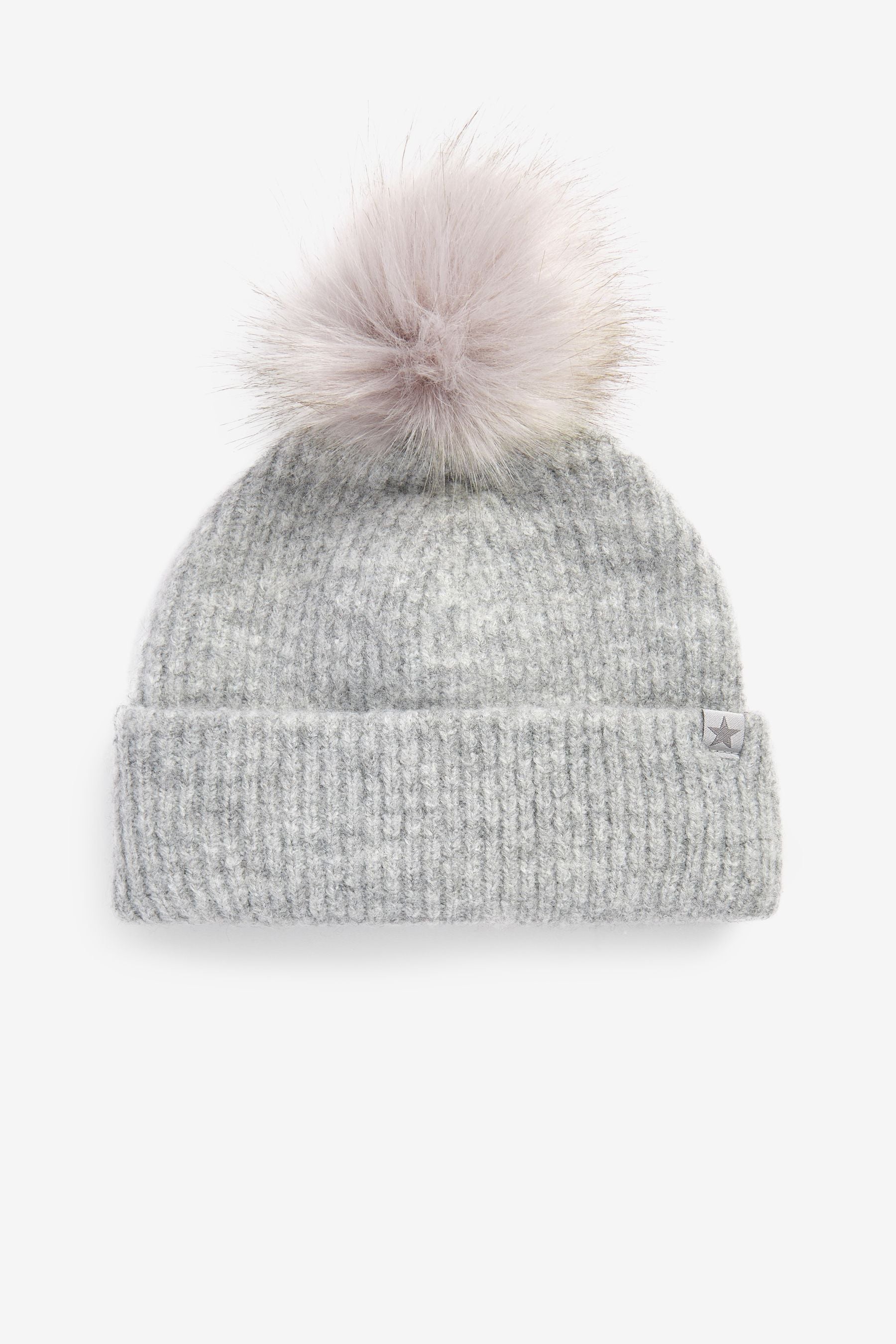 Grey Pom Pom Beanie Hat (3-16yrs)