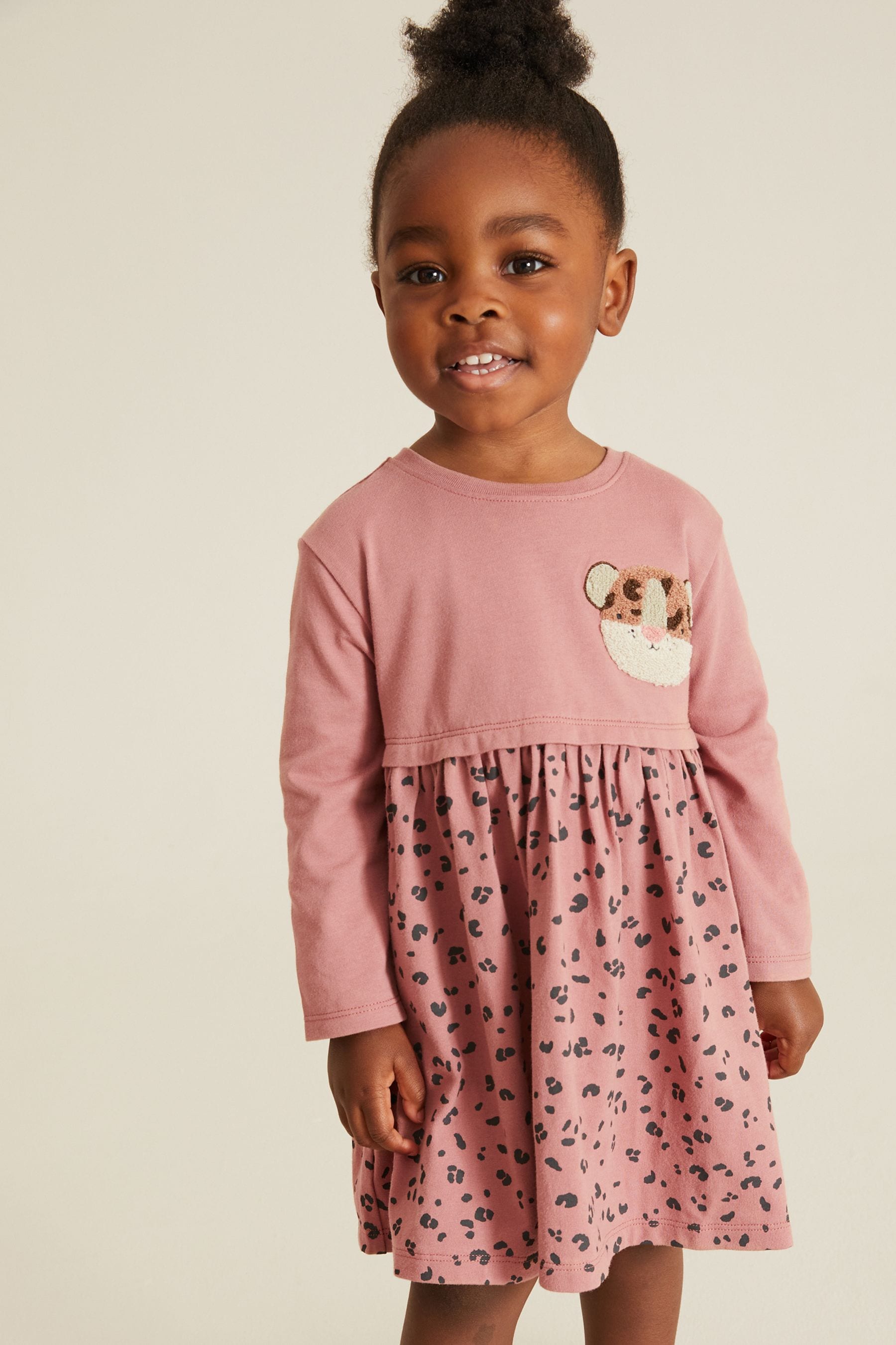 Rust Bear Long Sleeve Appliquééé Jersey Dress (3mths-7yrs)