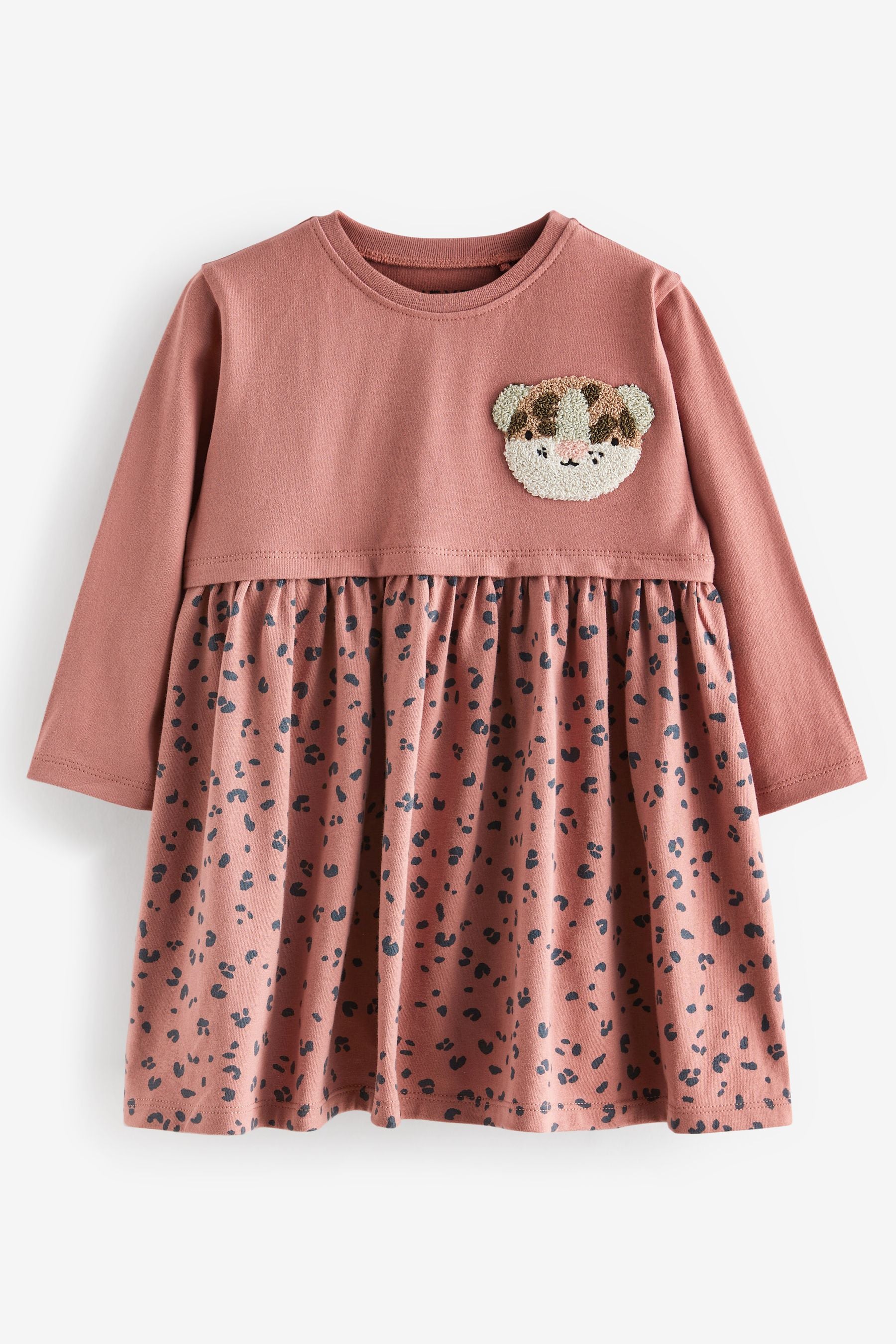 Rust Bear Long Sleeve Appliquééé Jersey Dress (3mths-7yrs)