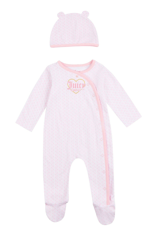 Juicy Couture Aysmetrical White Sleepsuit and Hat Set