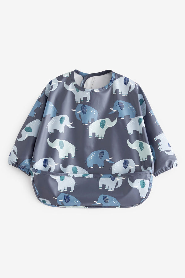 Blue Elephant Baby Weaning and Feeding Sleeved Bib (6mths-3yrs)