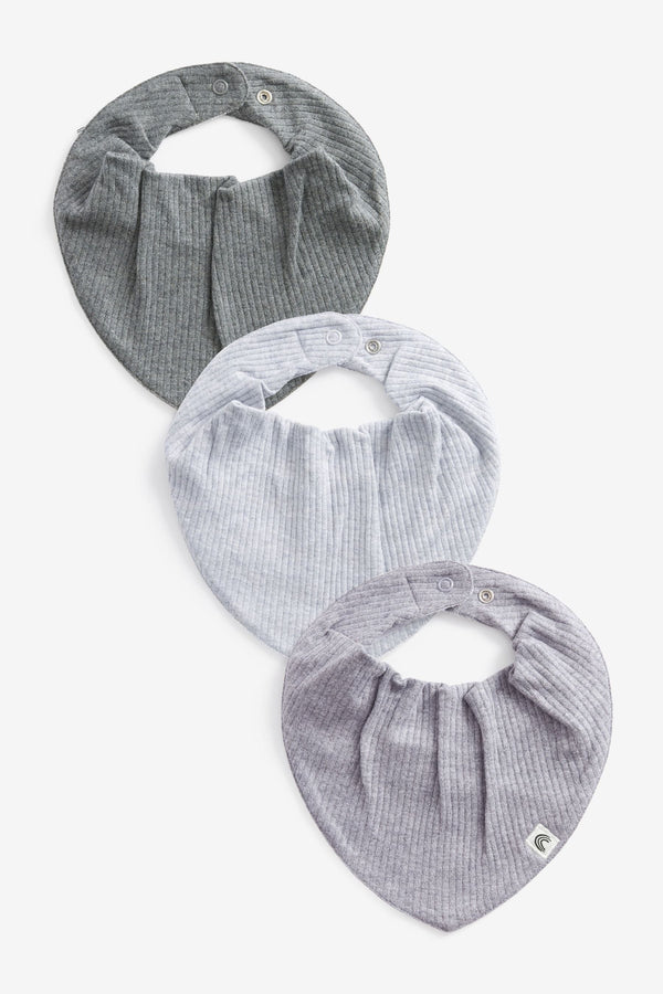 Grey Ribbed Baby Bibs 3 Pack