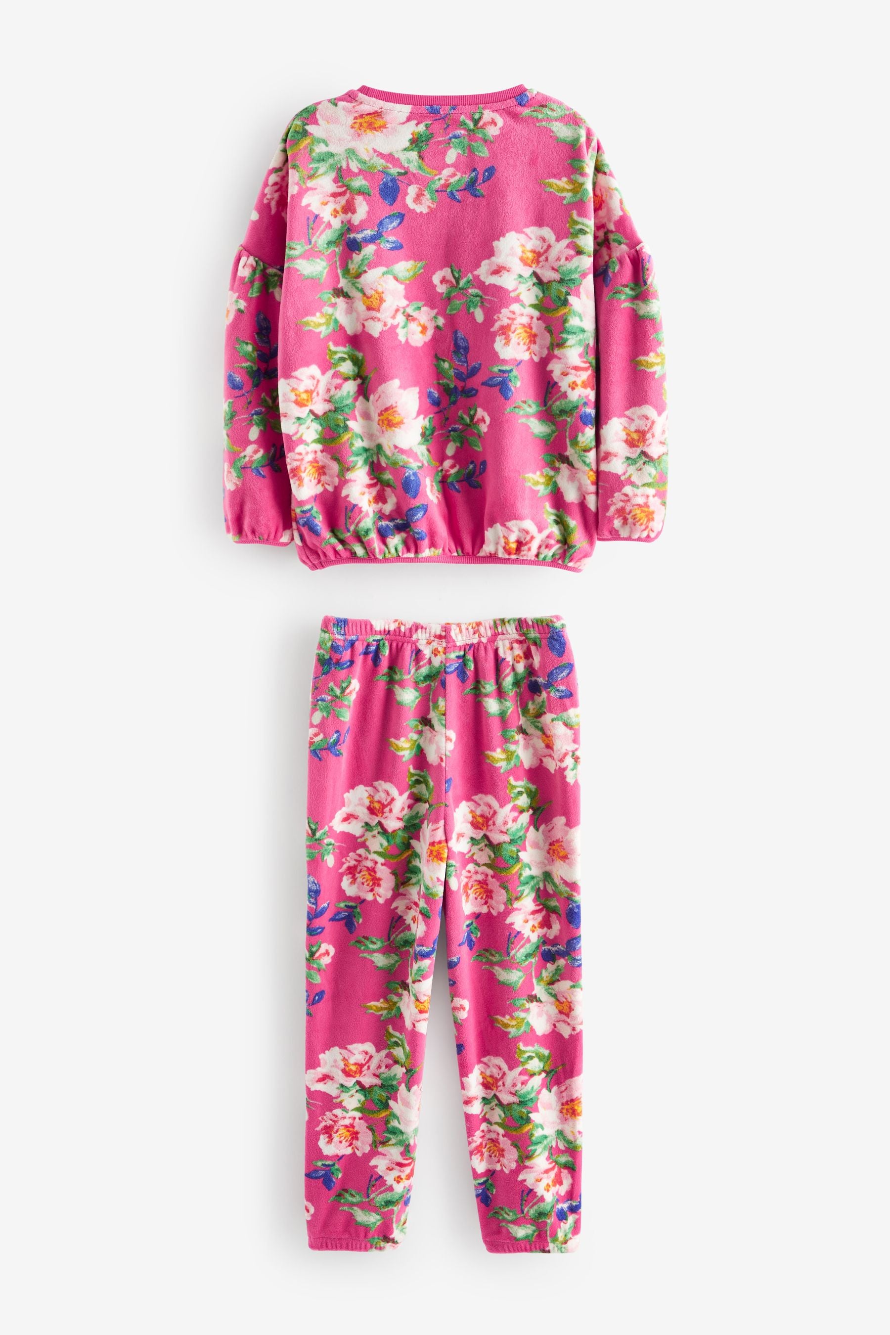 Pink Floral Cosy Fleece Pyjamas (3-16yrs)