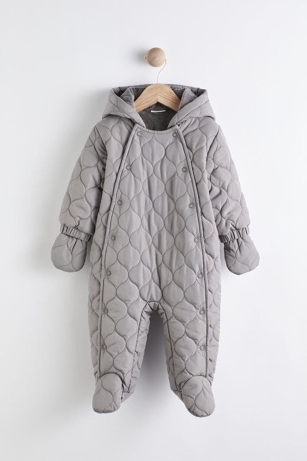 Grey Quilted Baby All-In-One Pramsuit (0mths-2yrs)