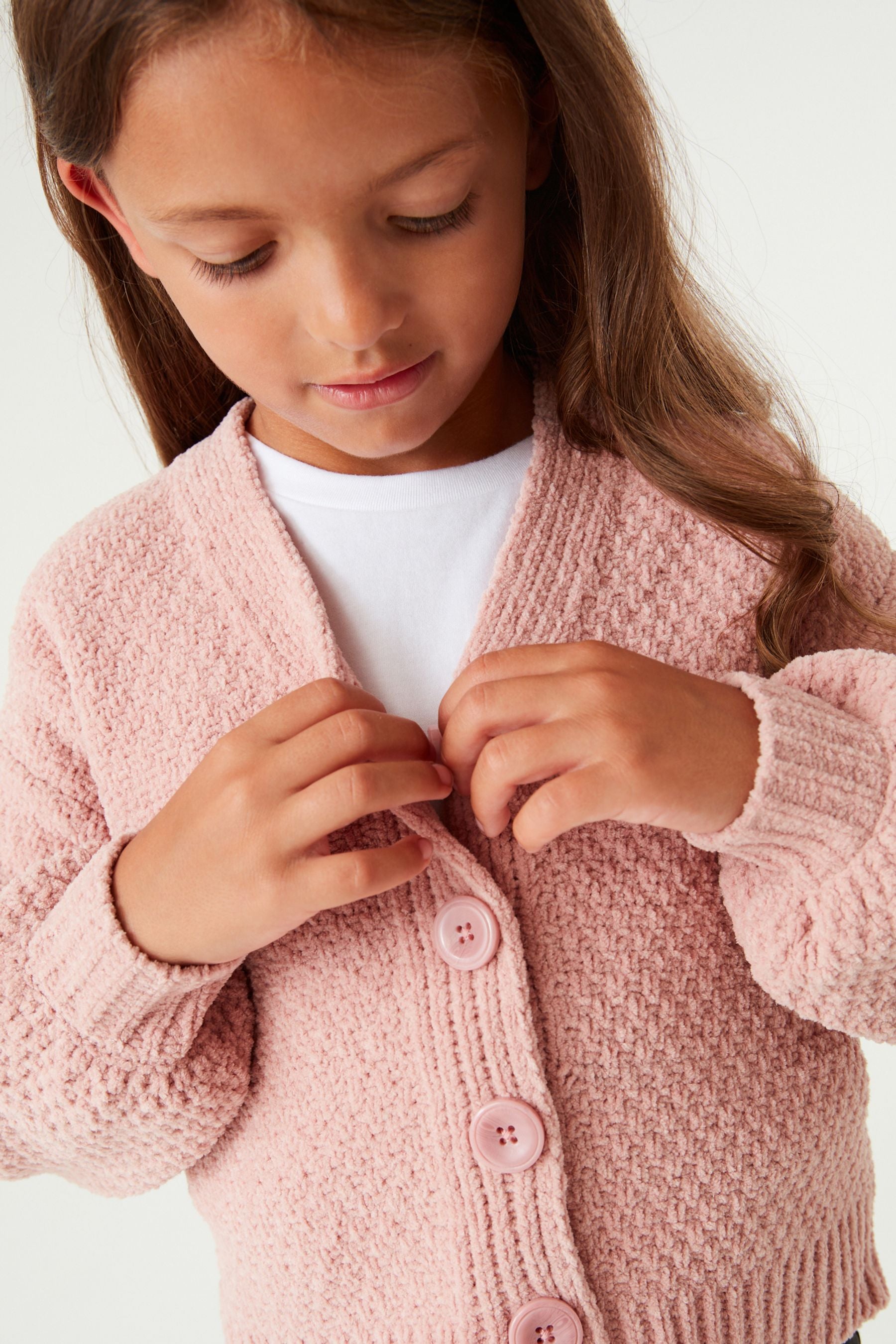 Pink Chenille Cardigan (3-16yrs)