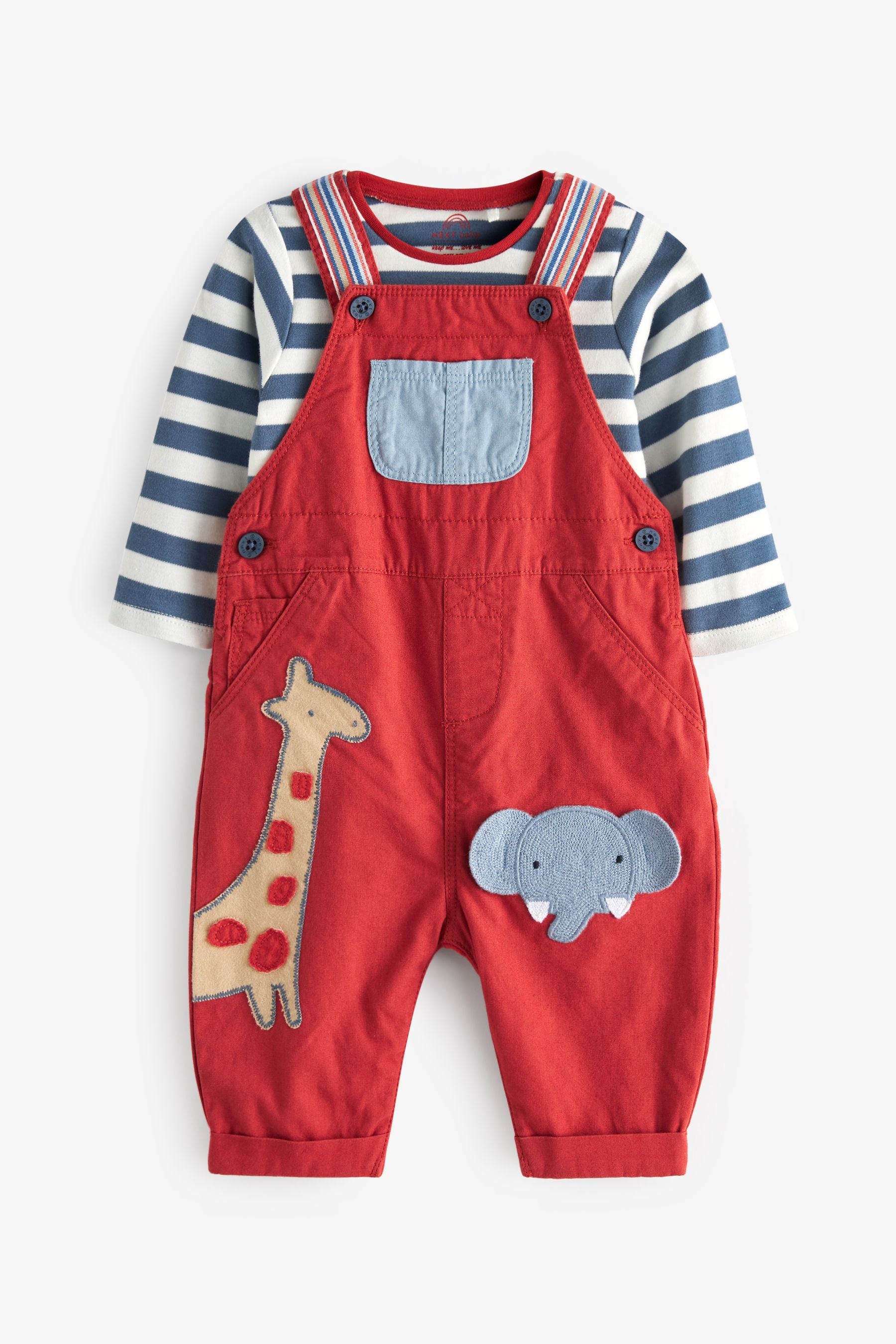 Red Character Woven Dungarees And Bodysuit Set (0mths-2yrs)