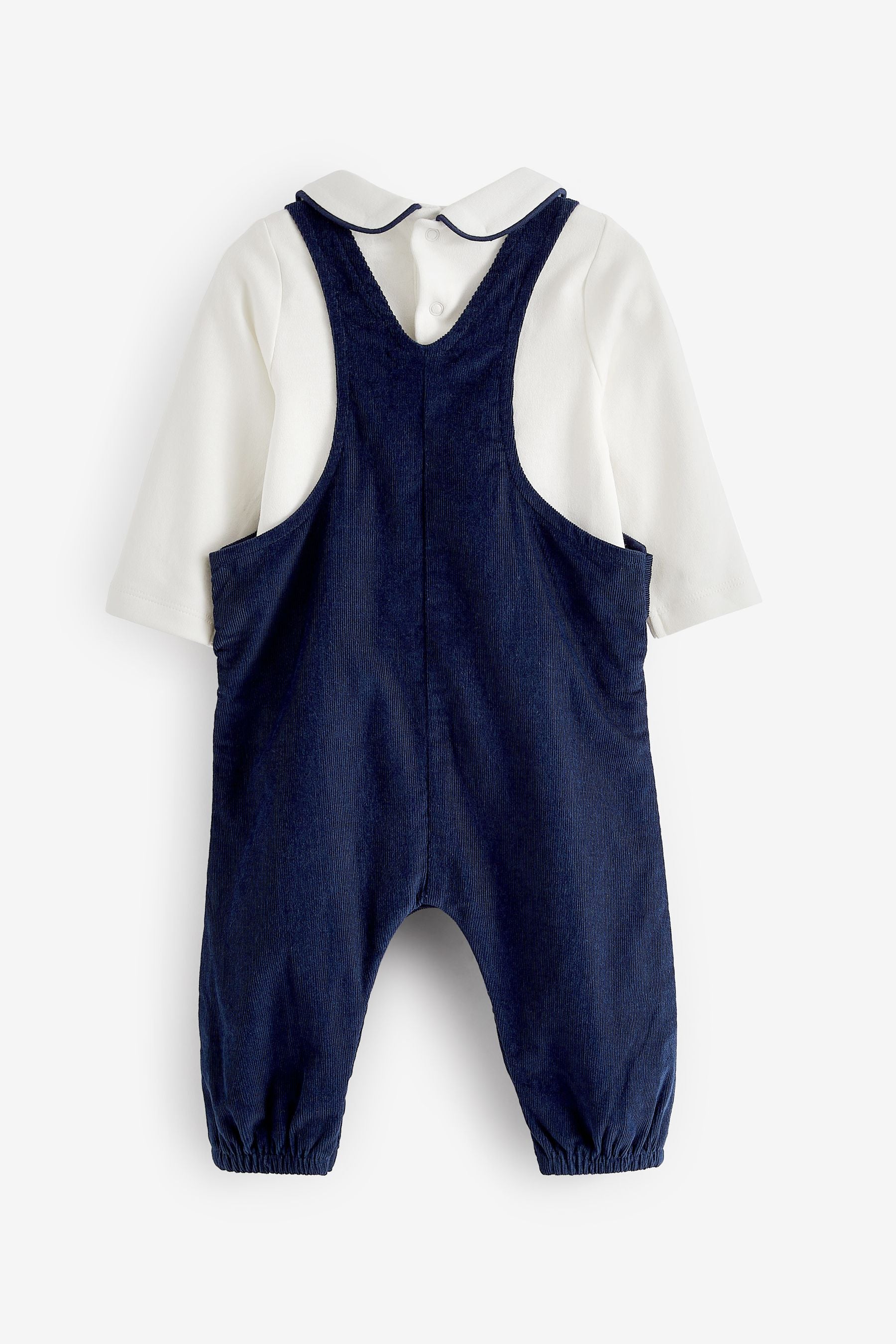 Navy Embroidery Bear Two Piece Smart Baby Dungarees And Bodysuit Set (0mths-2yrs)