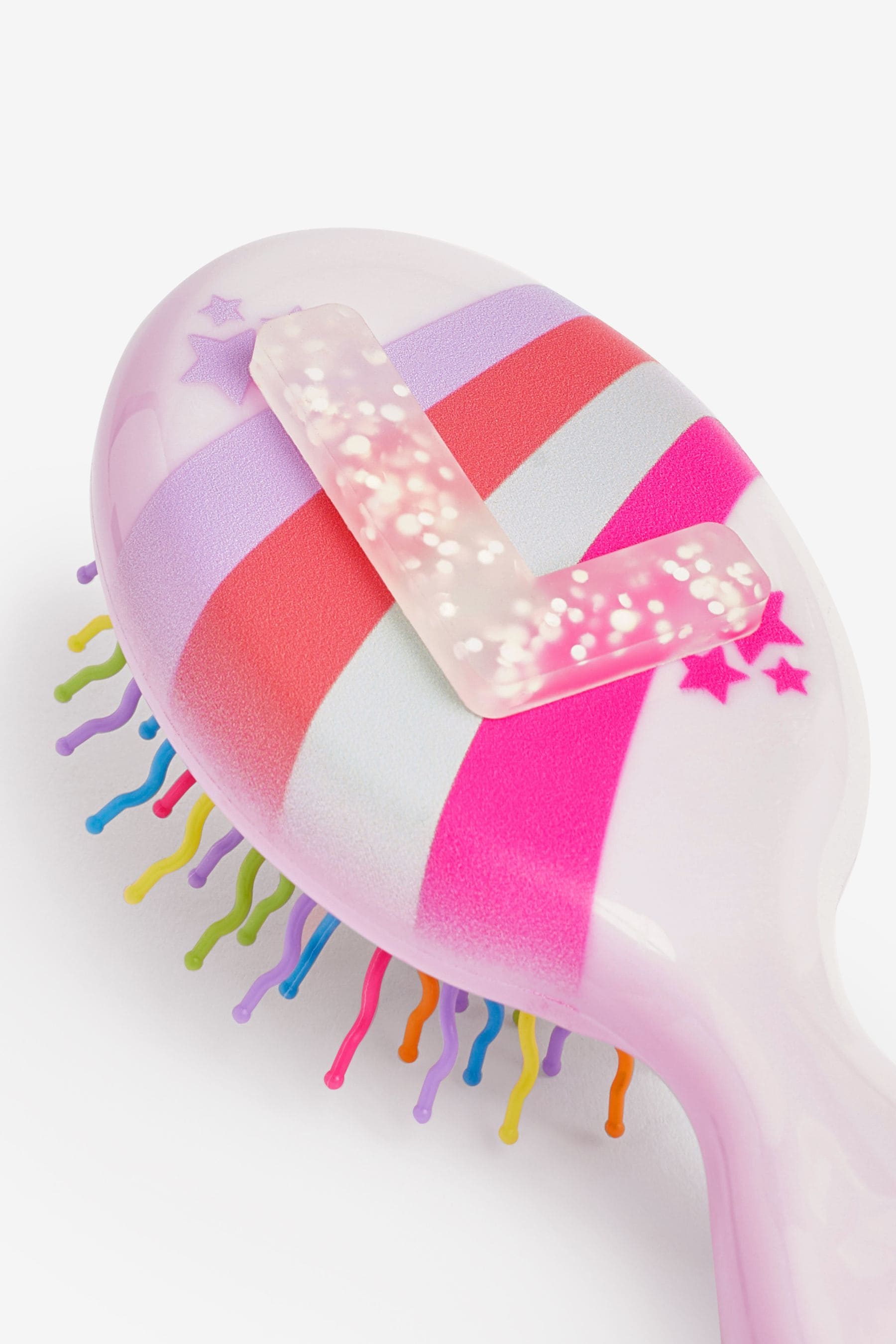 Light Pink L Initial Rainbow Hairbrush