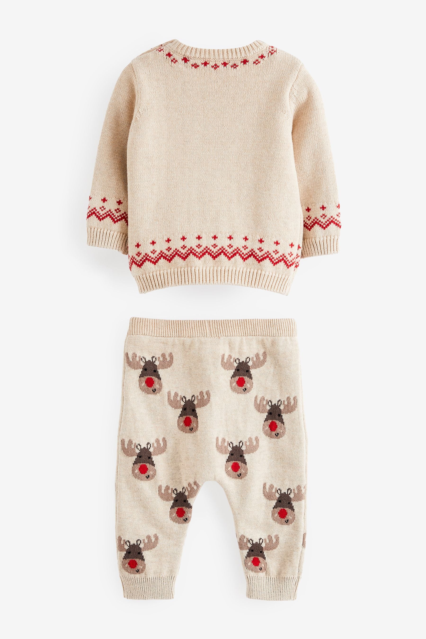 Brown Christmas Rudolf Two Piece Baby Knit Set (0mths-2yrs)