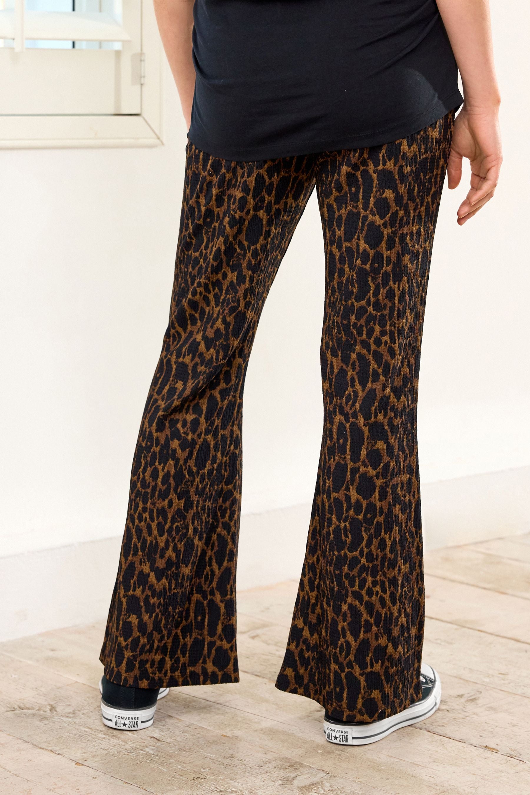 Animal Print Maternity Jersey Flare Trousers