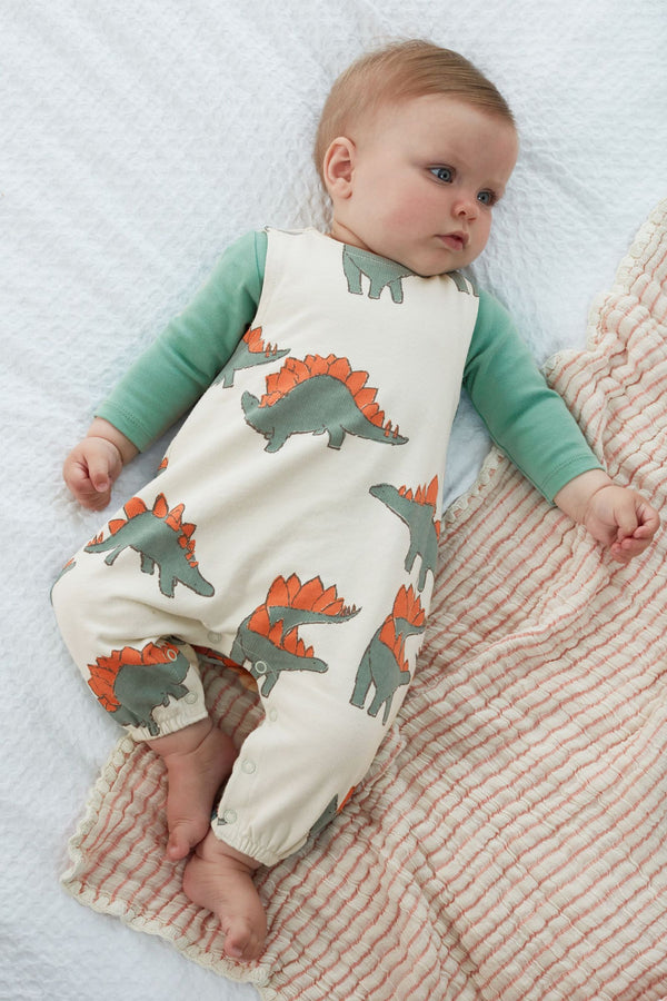 Green 2 Piece Dino Dungarees And Bodysuit Set