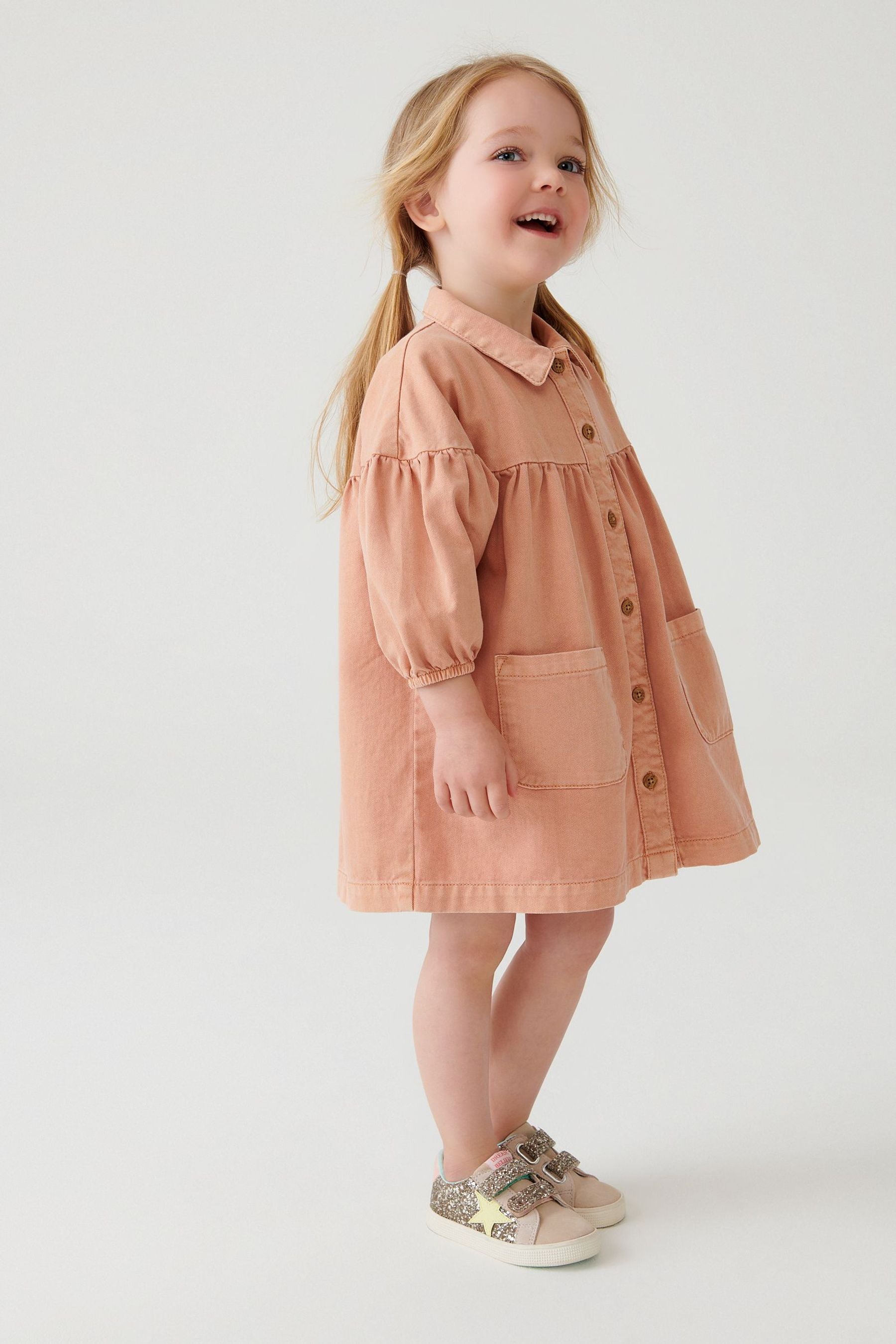 Soft Orange Cotton Shirt Dress (3mths-8yrs)