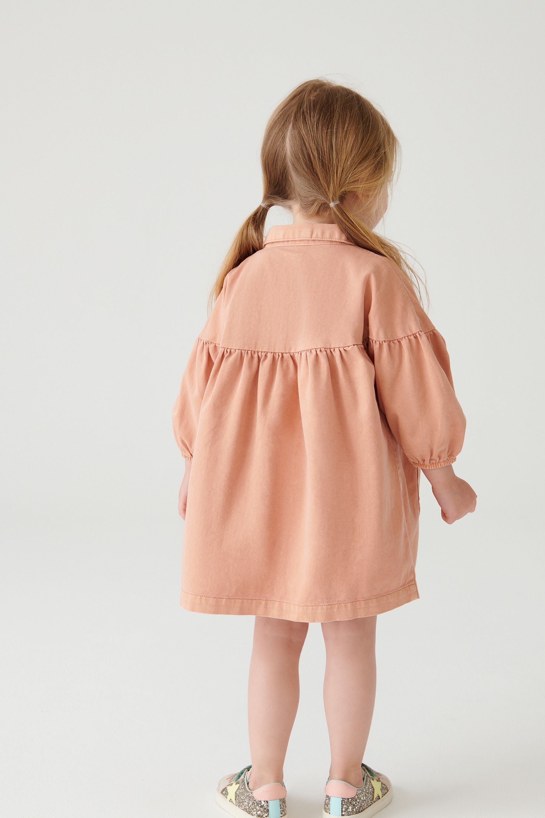 Soft Orange Cotton Shirt Dress (3mths-8yrs)